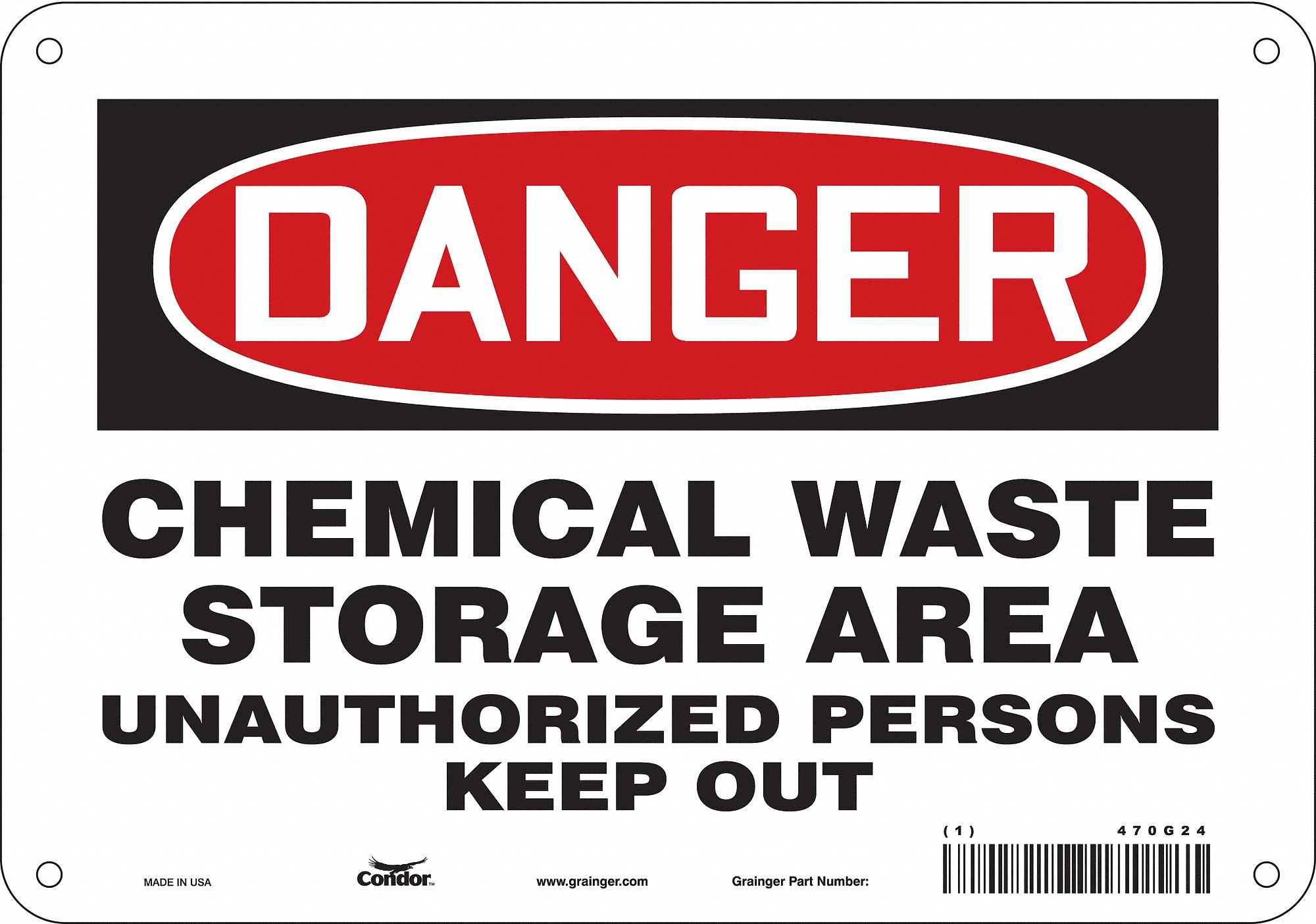 Safety Sign: Aluminum, Mounting Holes Sign Mounting, 7 in x 10 in Nominal Sign Size, 0.032 in Thick