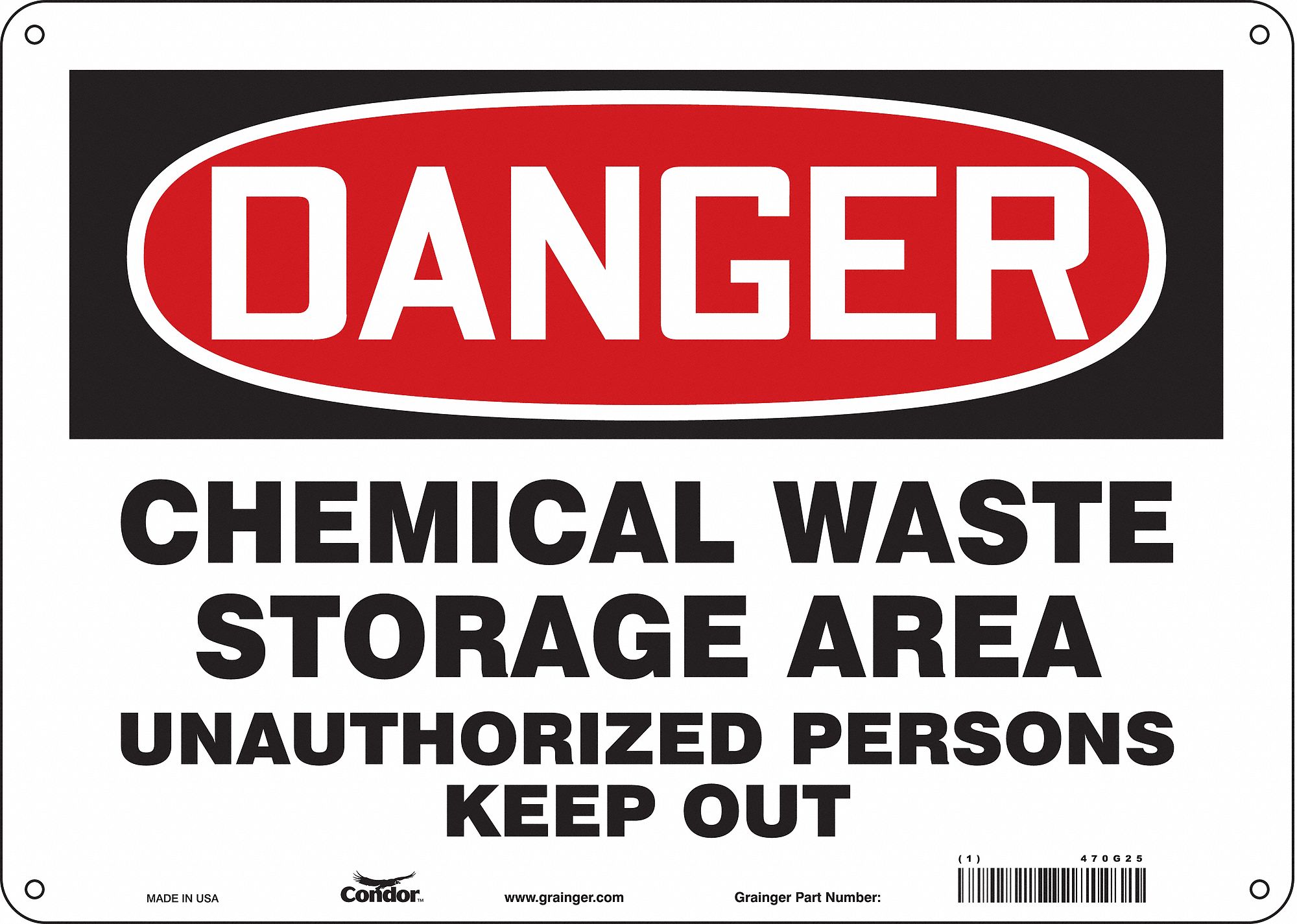 Safety Sign: Aluminum, Mounting Holes Sign Mounting, 10 in x 14 in Nominal Sign Size, 0.032 in Thick