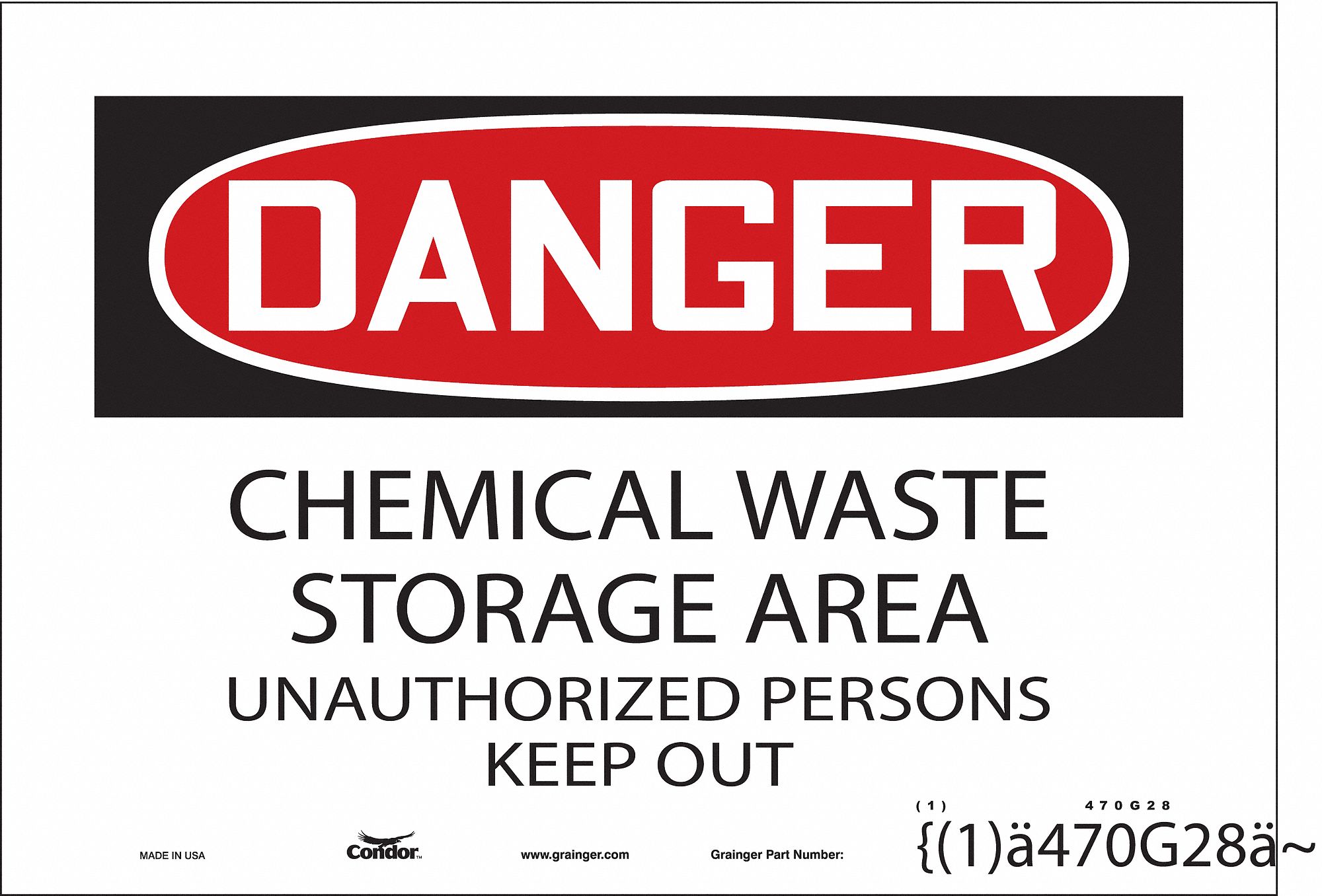 Warning Clean Chem, Sign Vinyl Self Adhesive #7664