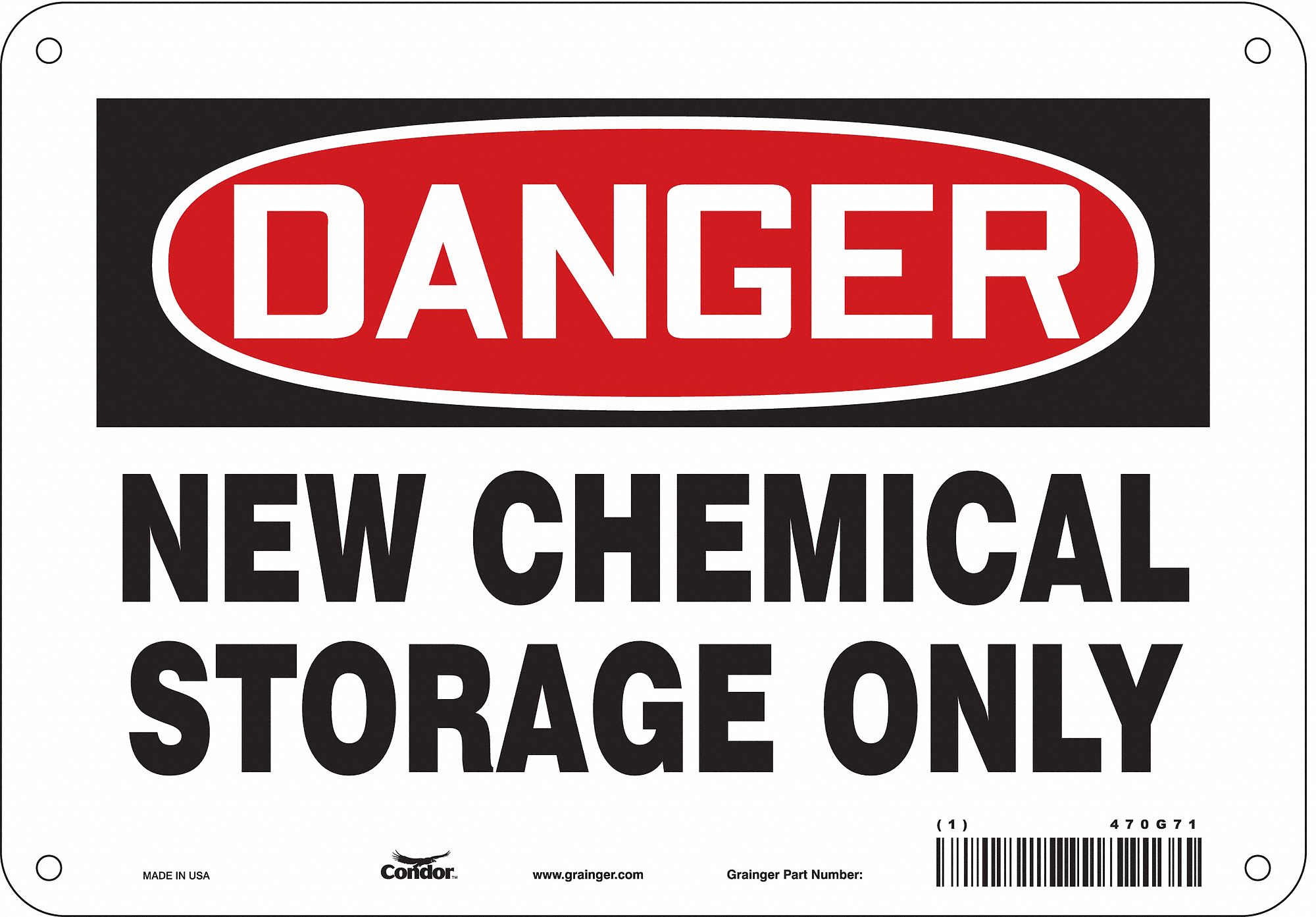 Safety Sign: Aluminum, Mounting Holes Sign Mounting, 7 in x 10 in Nominal Sign Size, 0.032 in Thick