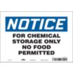 Notice: For Chemical Storage Only No Food Permitted Signs