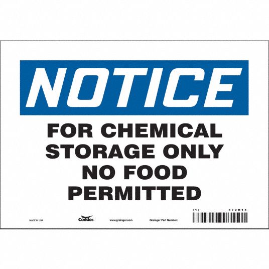 CONDOR Safety Sign, Sign Format Traditional OSHA, For Chemical Storage ...