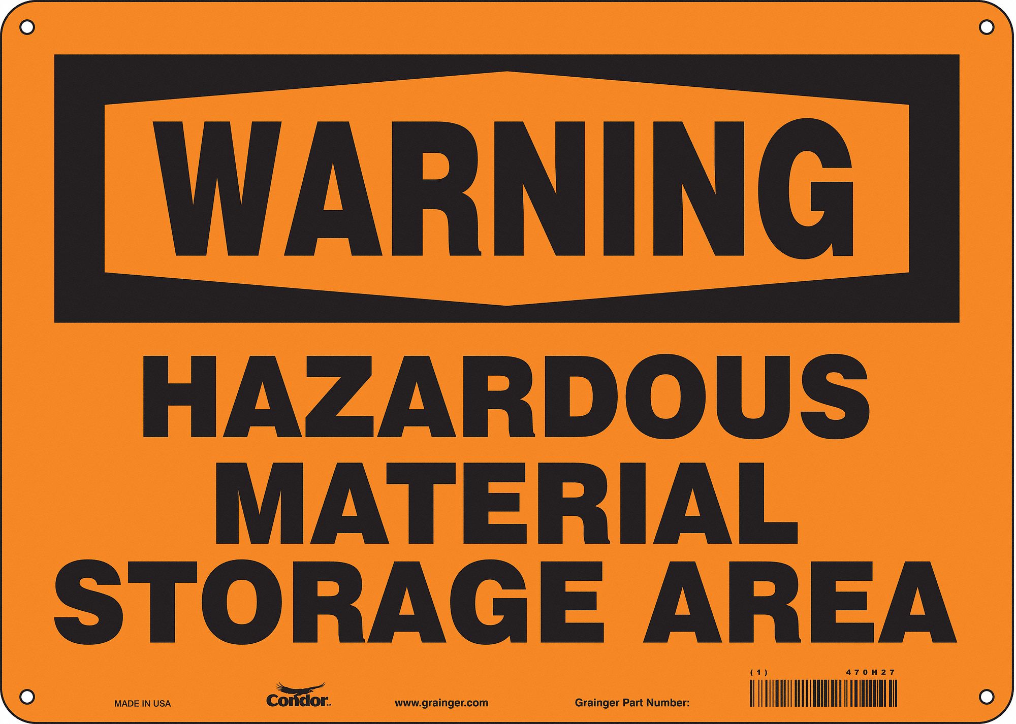 Safety Sign: Polyethylene, Mounting Holes Sign Mounting, 10 in x 14 in Nominal Sign Size, Warning