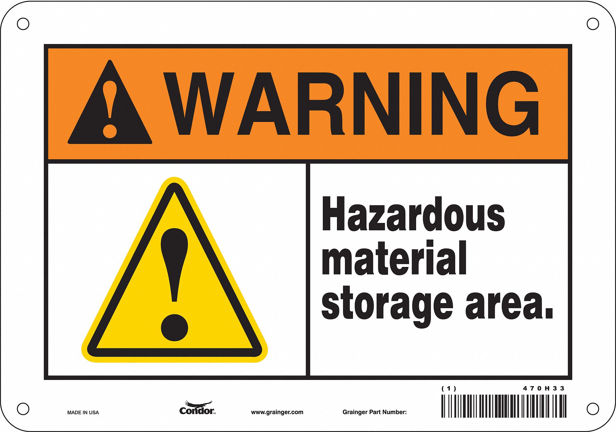 Safety Sign: Polyethylene, Mounting Holes Sign Mounting, 7 in x 10 in Nominal Sign Size, Warning
