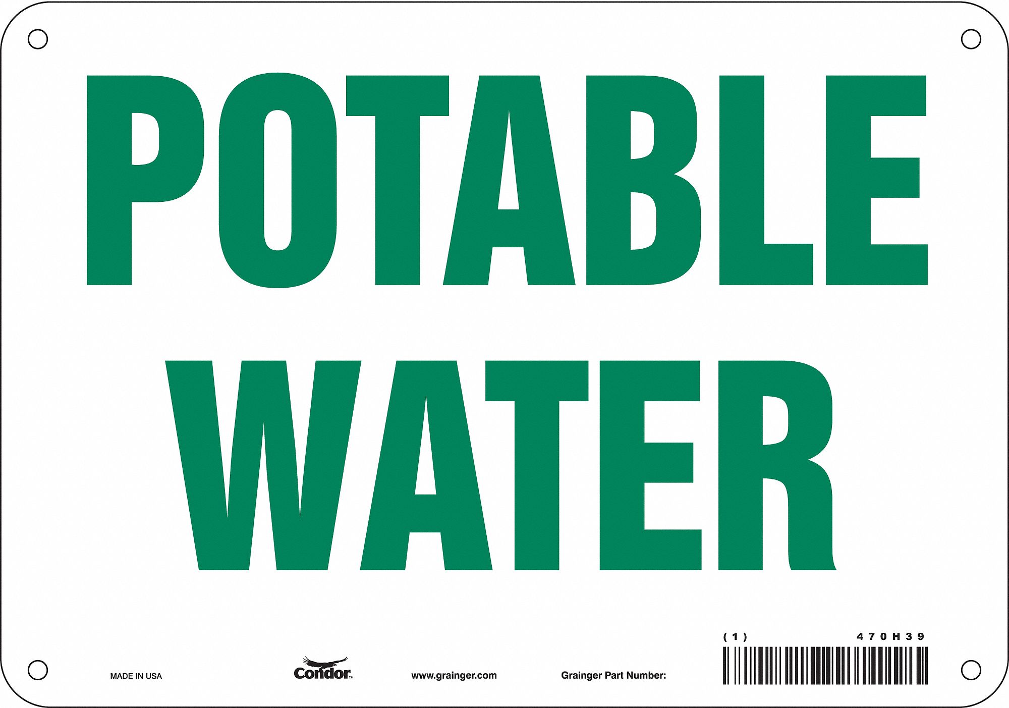 Safety Sign: Polyethylene, Mounting Holes Sign Mounting, 7 in x 10 in Nominal Sign Size