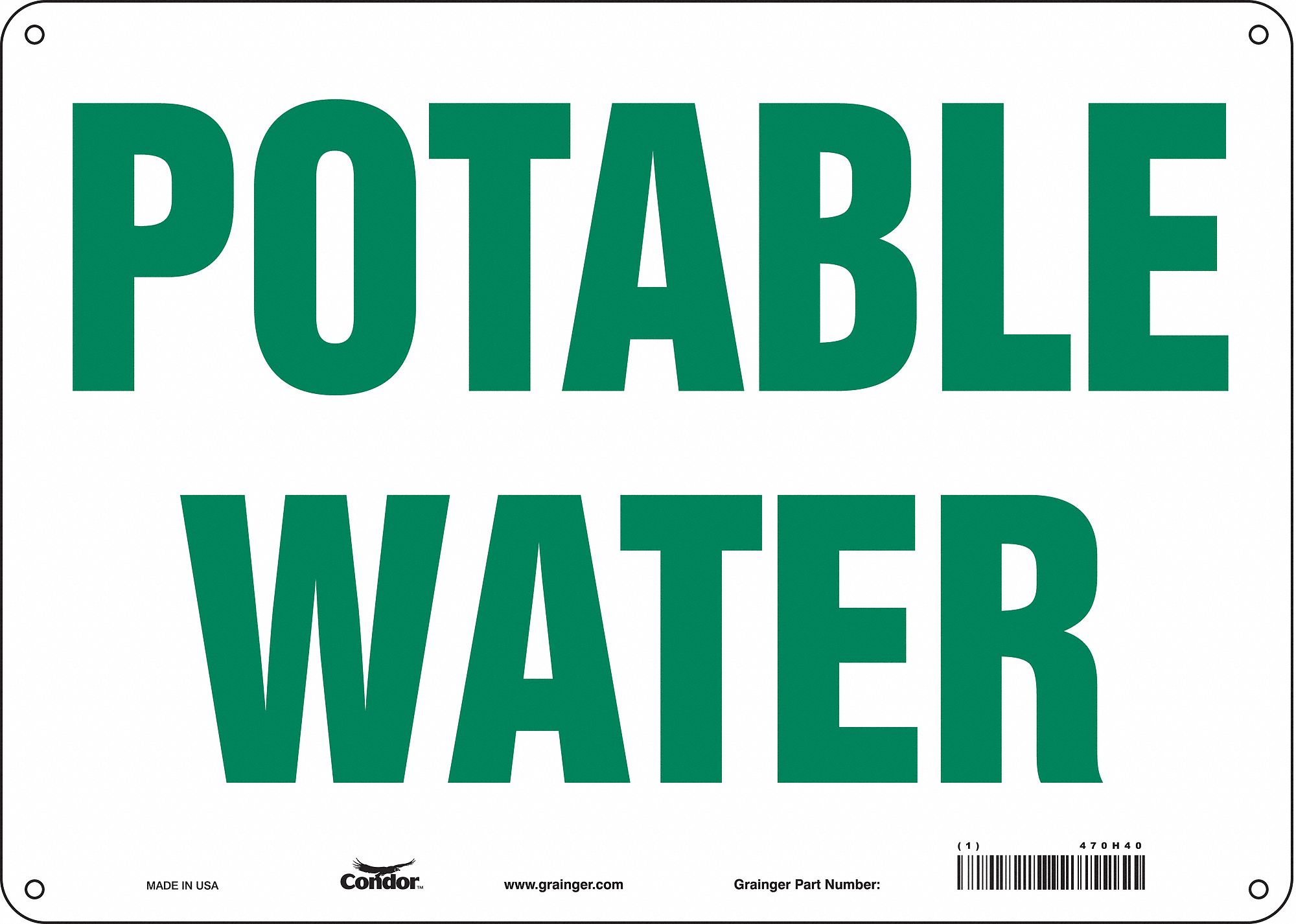 Safety Sign: Polyethylene, Mounting Holes Sign Mounting, 10 in x 14 in Nominal Sign Size