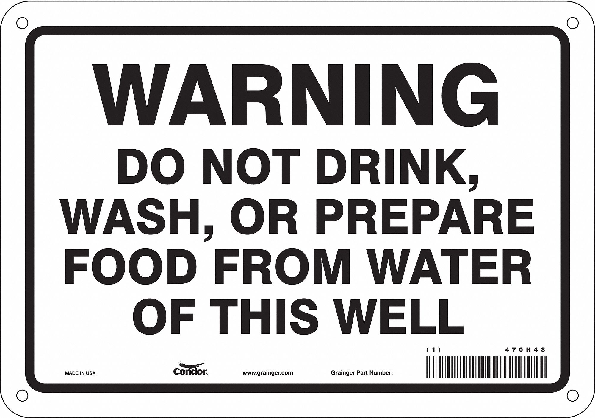 Safety Sign: Aluminum, Mounting Holes Sign Mounting, 7 in x 10 in Nominal Sign Size, 0.032 in Thick