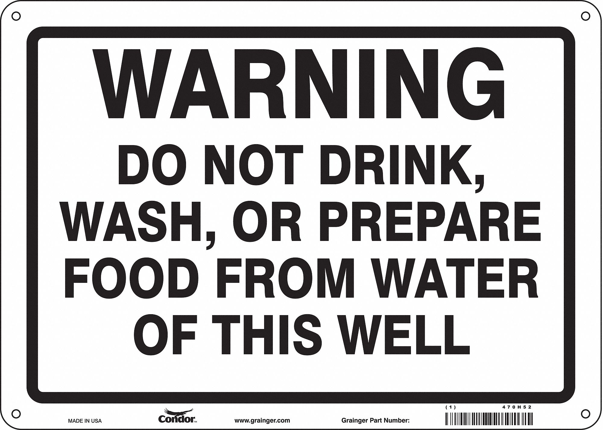 Safety Sign: Polyethylene, Mounting Holes Sign Mounting, 10 in x 14 in Nominal Sign Size