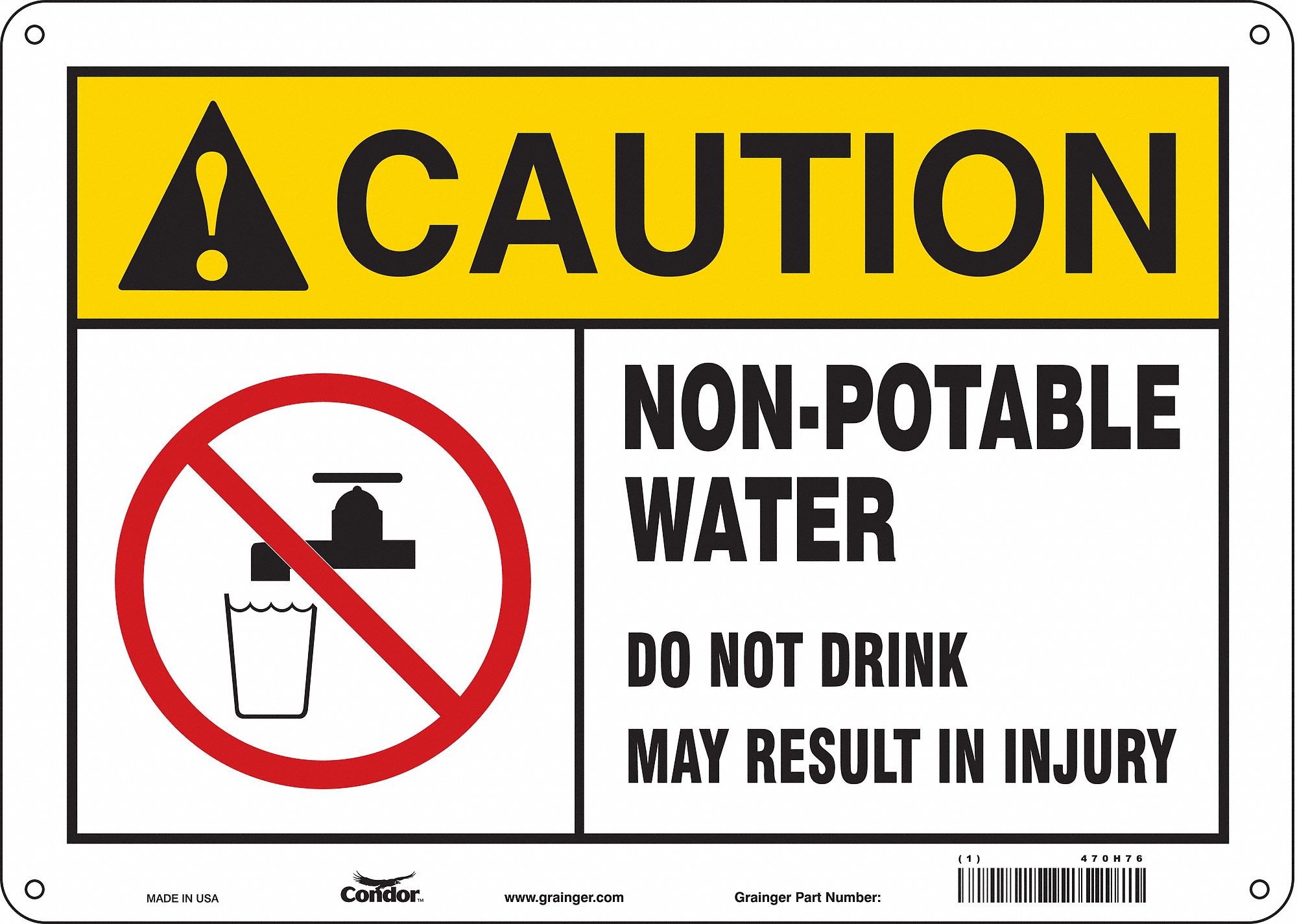Safety Sign: Polyethylene, Mounting Holes Sign Mounting, 10 in x 14 in Nominal Sign Size