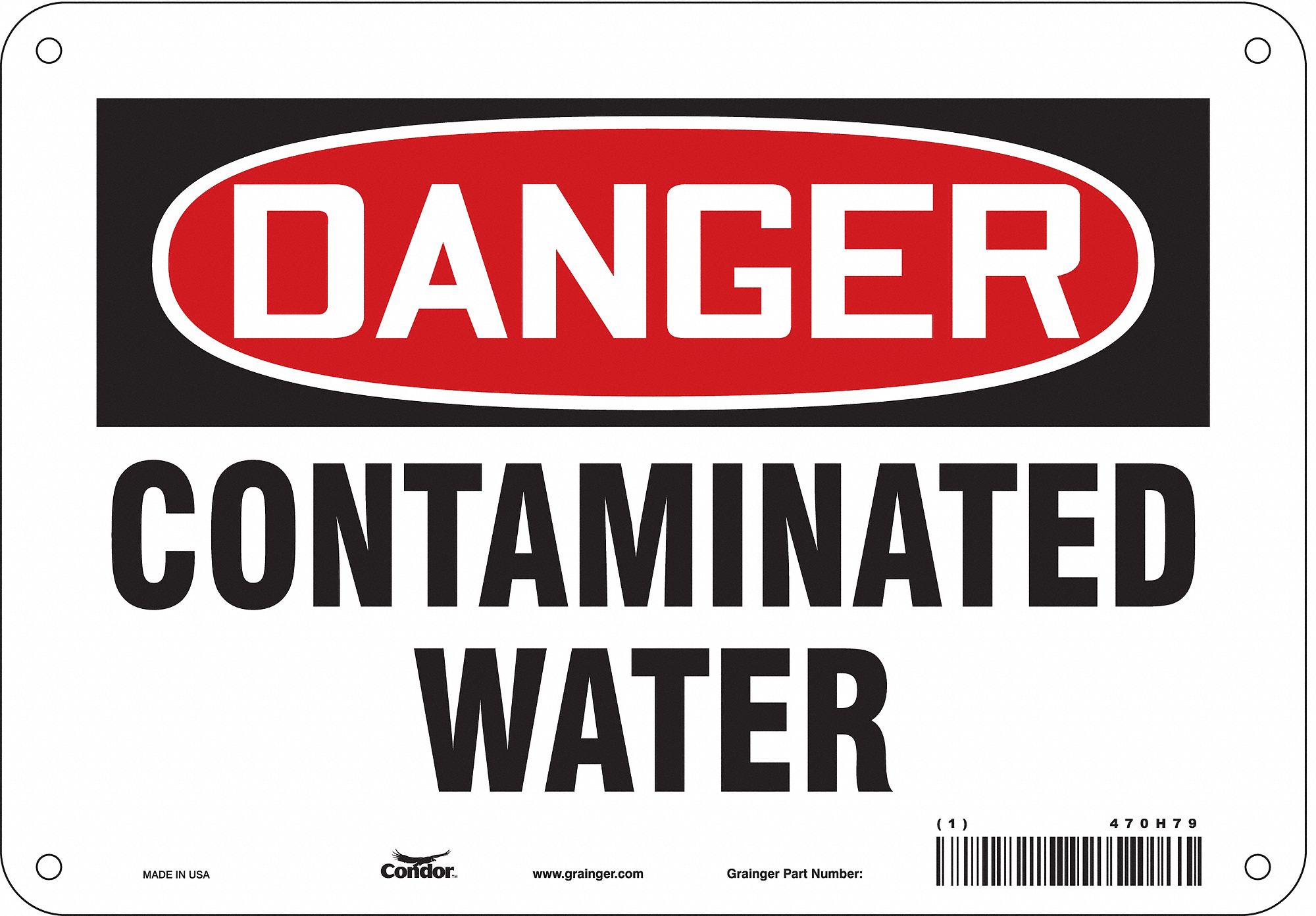 Safety Sign: Aluminum, Mounting Holes Sign Mounting, 7 in x 10 in Nominal Sign Size, 0.032 in Thick