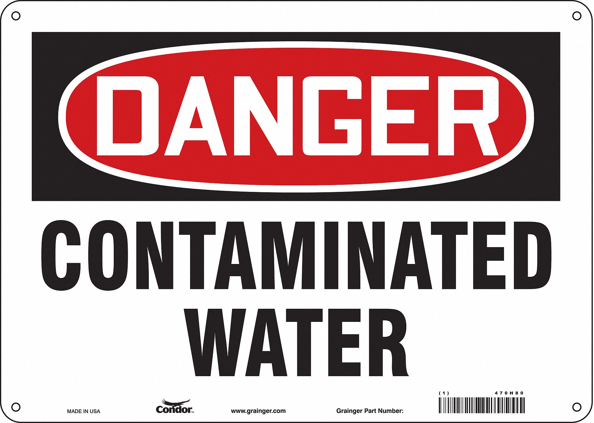 Safety Sign: Aluminum, Mounting Holes Sign Mounting, 10 in x 14 in Nominal Sign Size, 0.032 in Thick