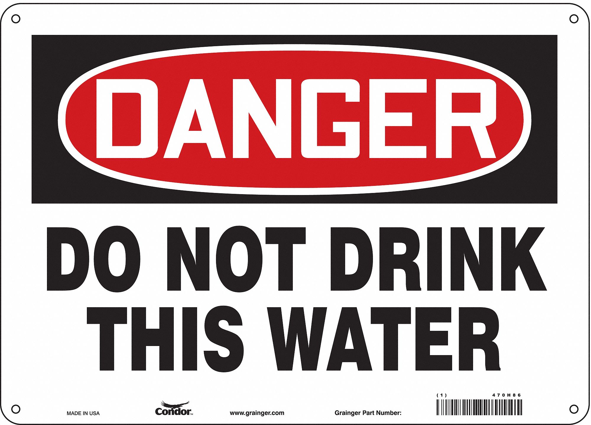 Safety Sign: Aluminum, Mounting Holes Sign Mounting, 10 in x 14 in Nominal Sign Size, 0.032 in Thick
