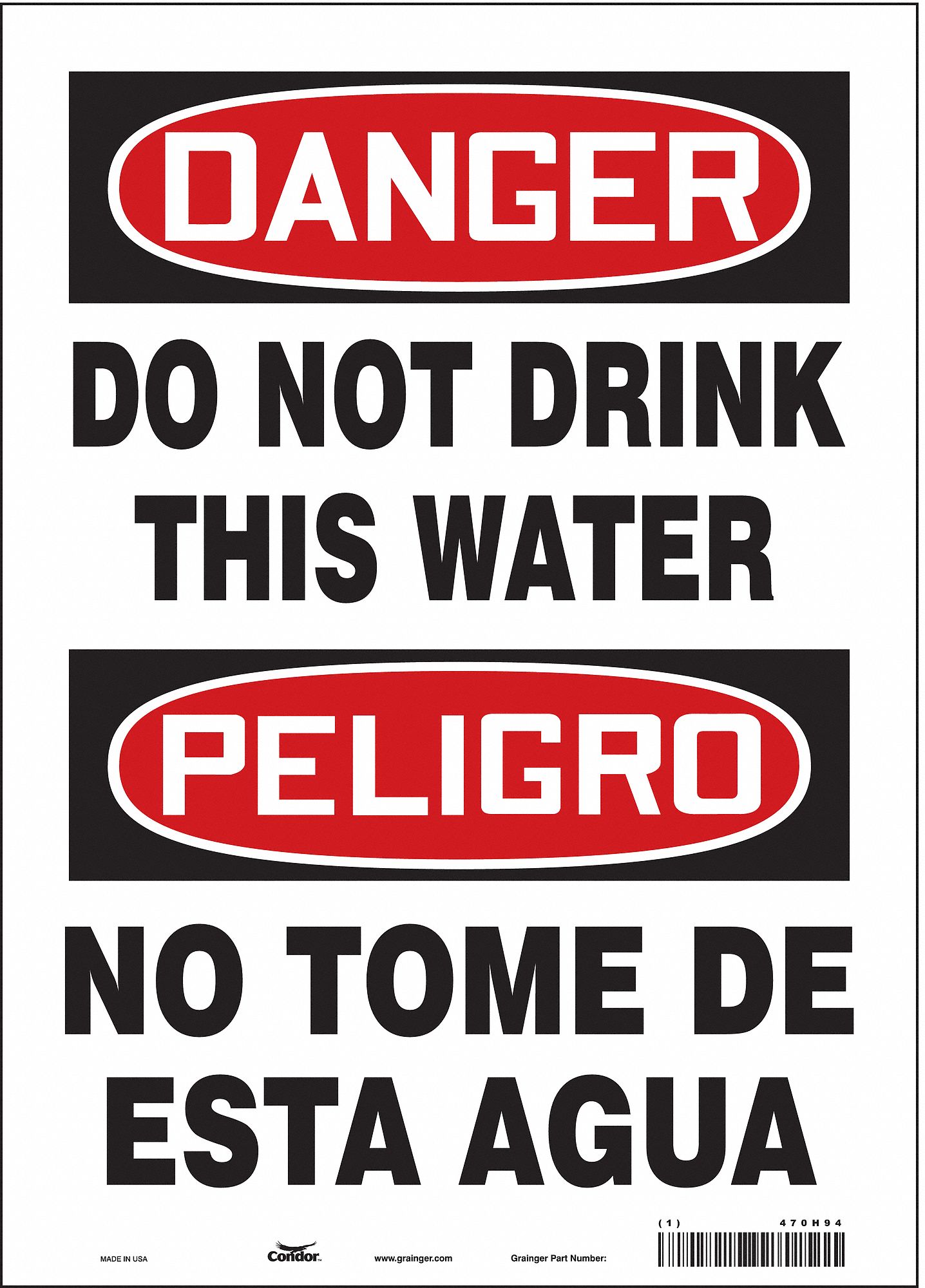 Safety Sign: Polyethylene, Mounting Holes Sign Mounting, 14 in x 10 in Nominal Sign Size