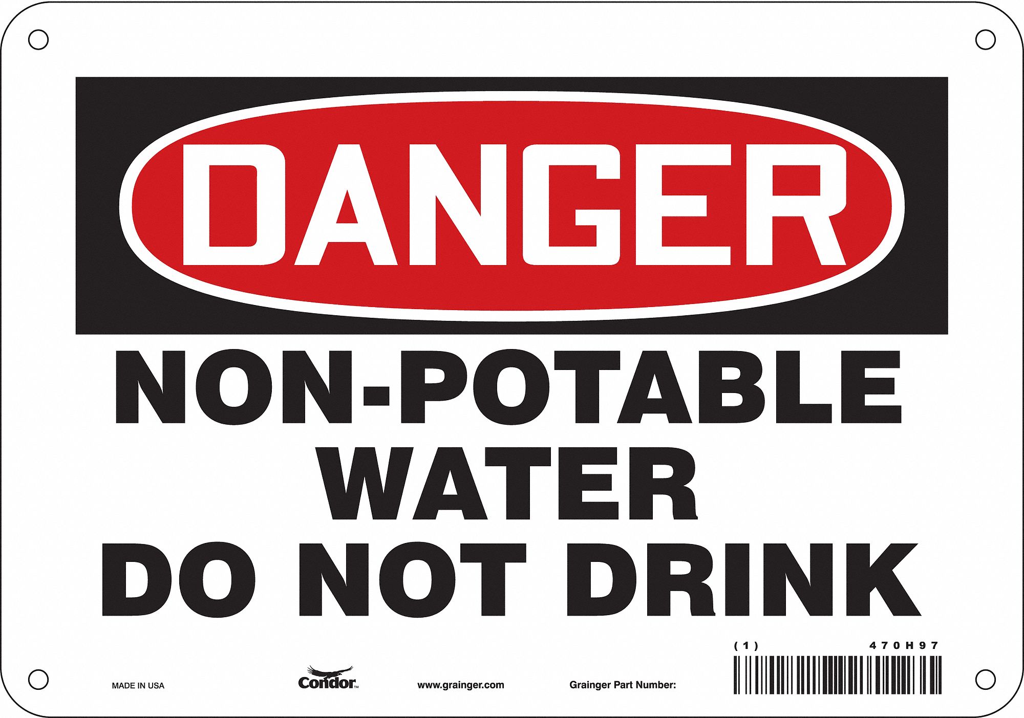 Safety Sign: Aluminum, Mounting Holes Sign Mounting, 7 in x 10 in Nominal Sign Size, 0.032 in Thick