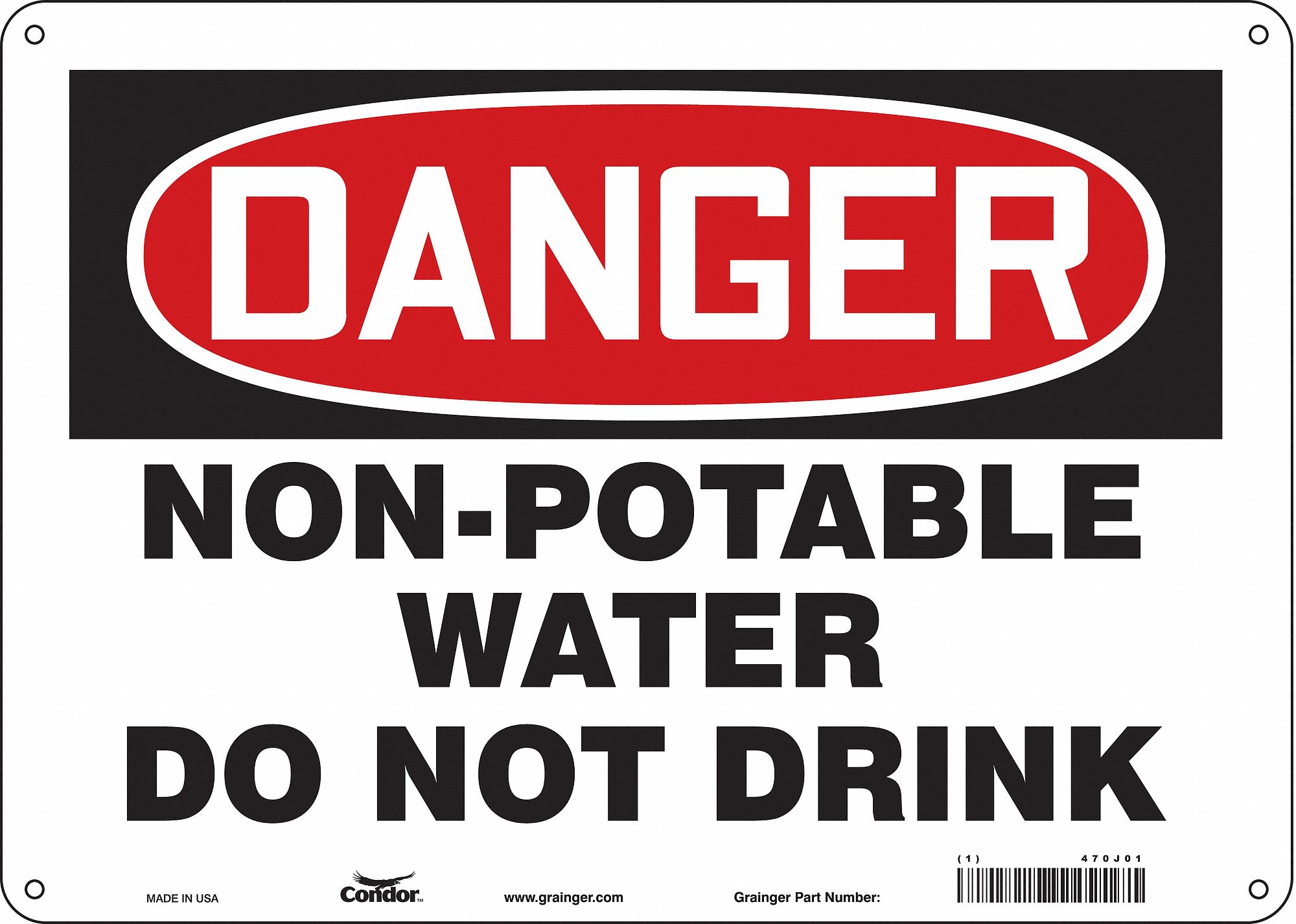 Safety Sign: Polyethylene, Mounting Holes Sign Mounting, 10 in x 14 in Nominal Sign Size, Danger