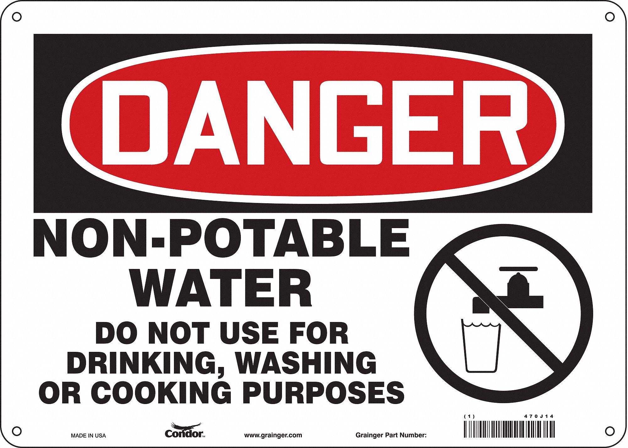 Safety Sign: Aluminum, Mounting Holes Sign Mounting, 10 in x 14 in Nominal Sign Size, 0.032 in Thick