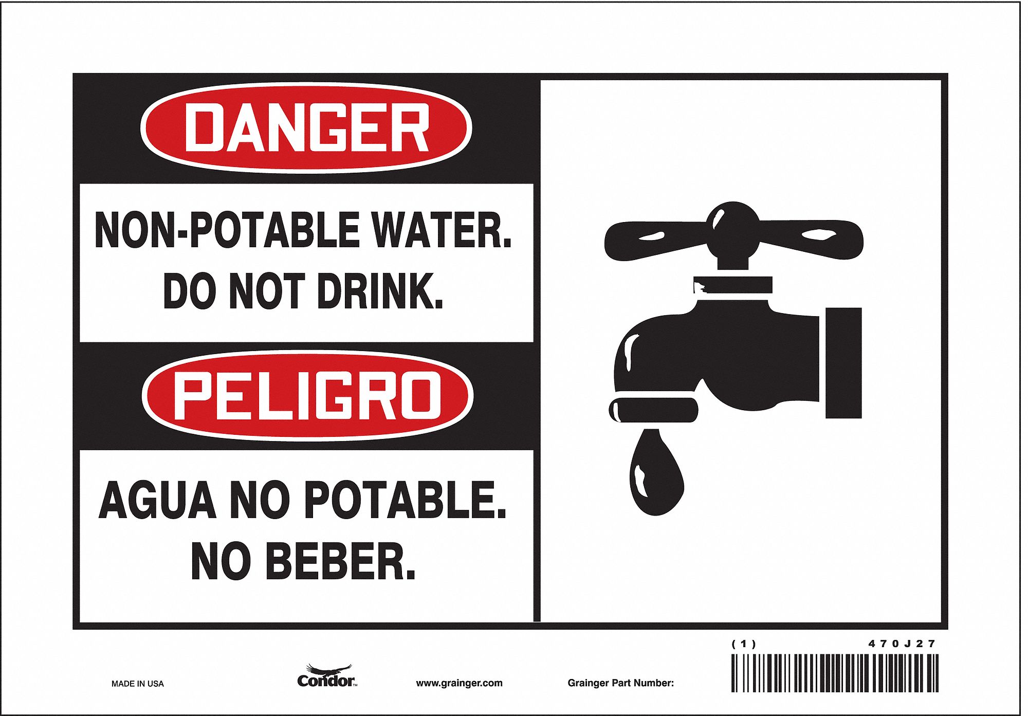 Safety Sign: Vinyl, Adhesive Sign Mounting, 7 in x 10 in Nominal Sign Size, Not Retroreflective
