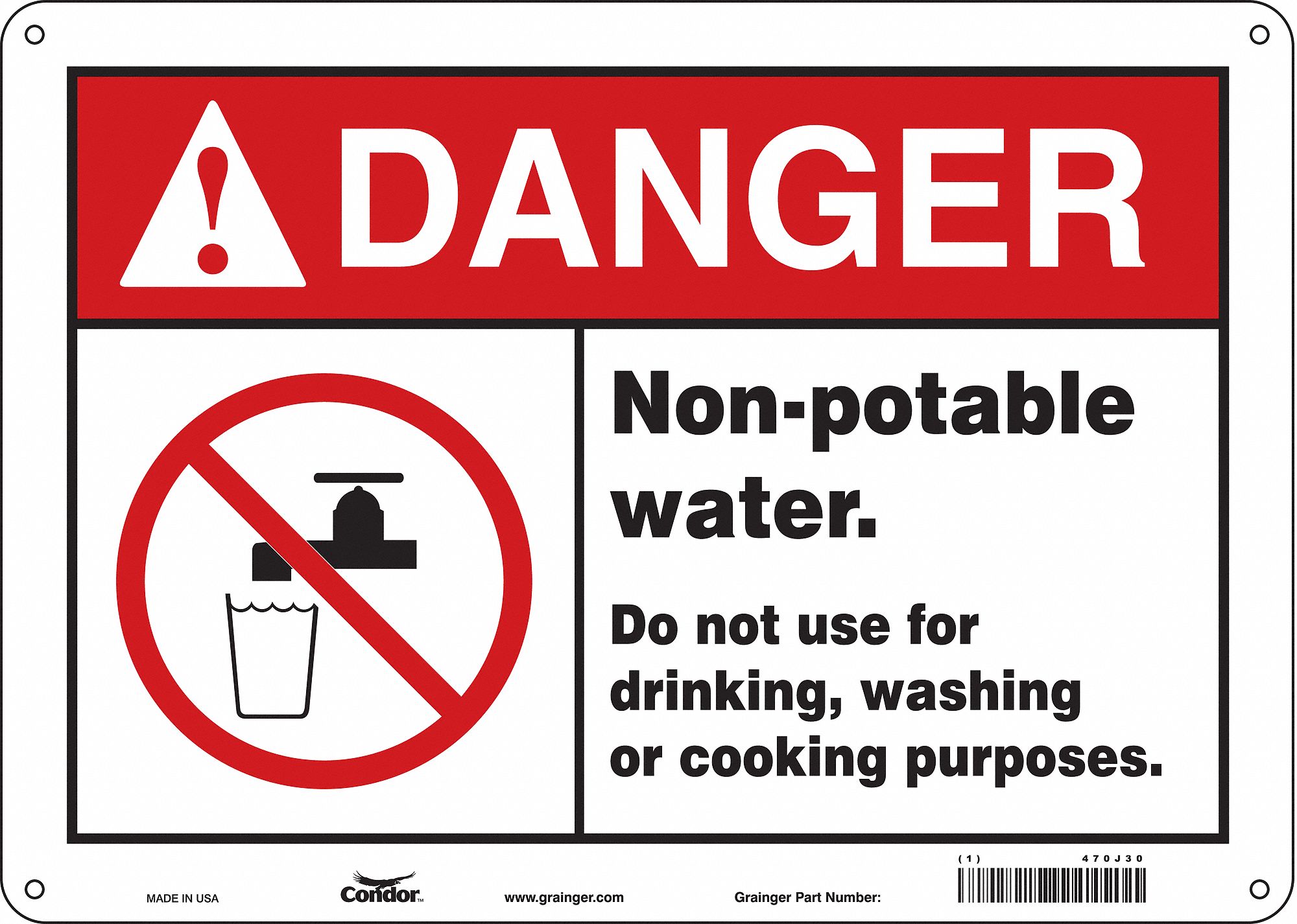 Safety Sign: Aluminum, Mounting Holes Sign Mounting, 10 in x 14 in Nominal Sign Size, 0.032 in Thick