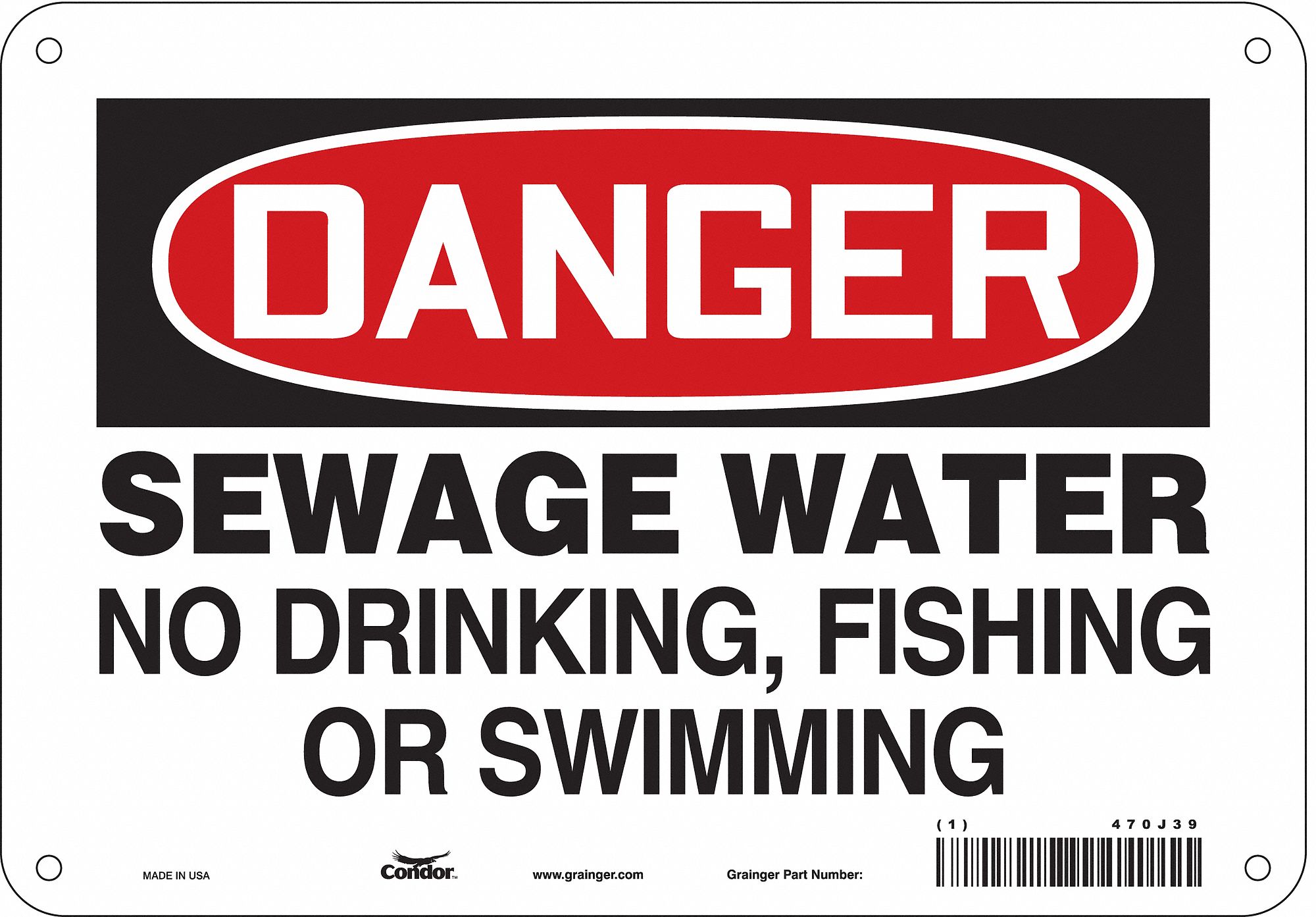 Safety Sign: Aluminum, Mounting Holes Sign Mounting, 7 in x 10 in Nominal Sign Size, 0.032 in Thick