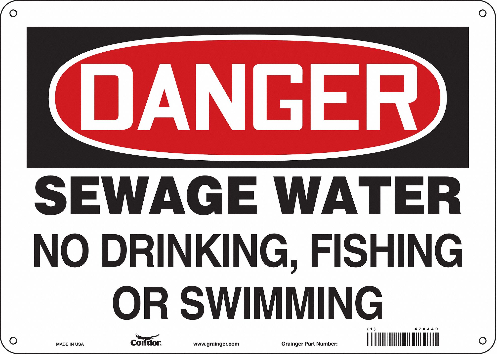 Safety Sign: Aluminum, Mounting Holes Sign Mounting, 10 in x 14 in Nominal Sign Size, 0.032 in Thick