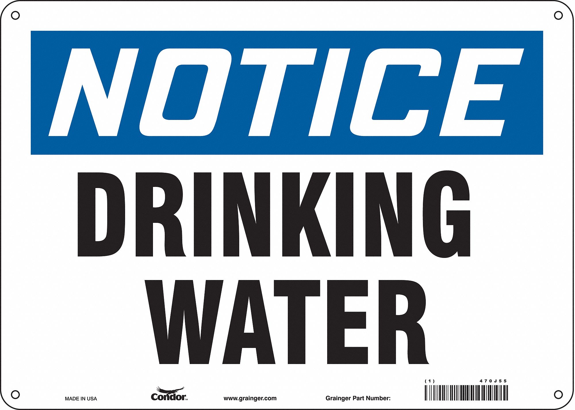 Safety Sign: Polyethylene, Mounting Holes Sign Mounting, 10 in x 14 in Nominal Sign Size