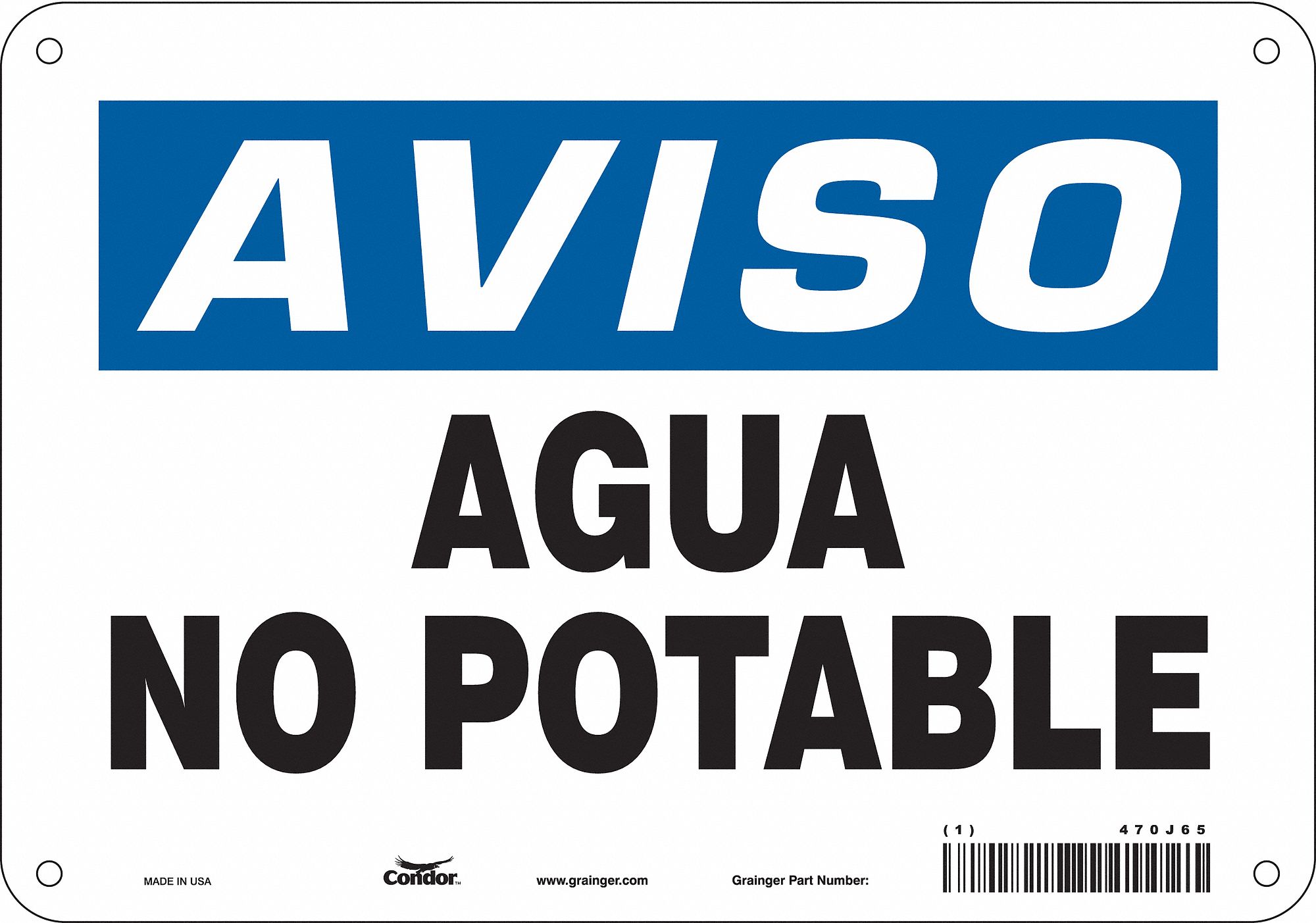 Safety Sign: Aluminum, Mounting Holes Sign Mounting, 7 in x 10 in Nominal Sign Size, 0.032 in Thick