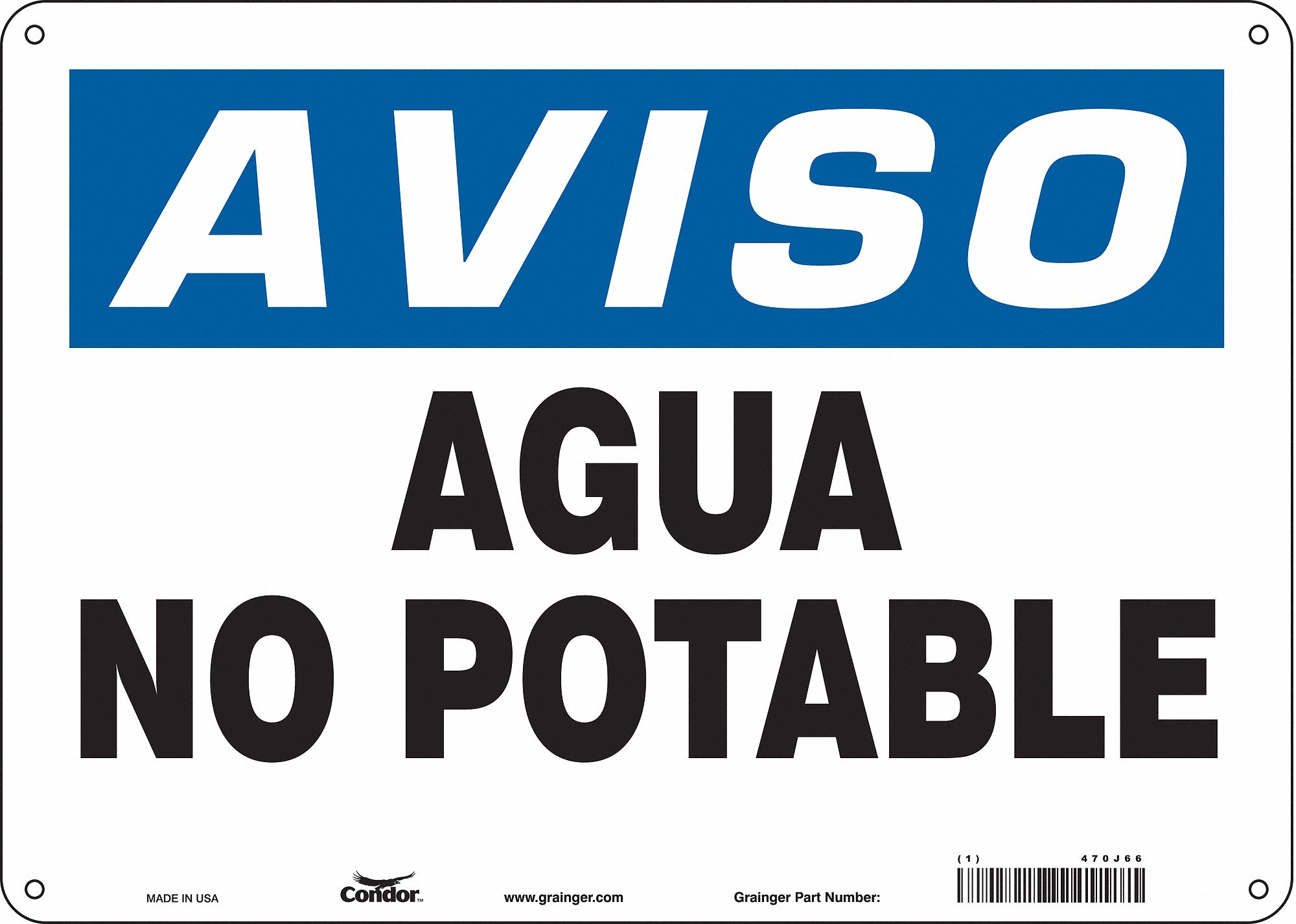 Safety Sign: Aluminum, Mounting Holes Sign Mounting, 10 in x 14 in Nominal Sign Size, 0.032 in Thick