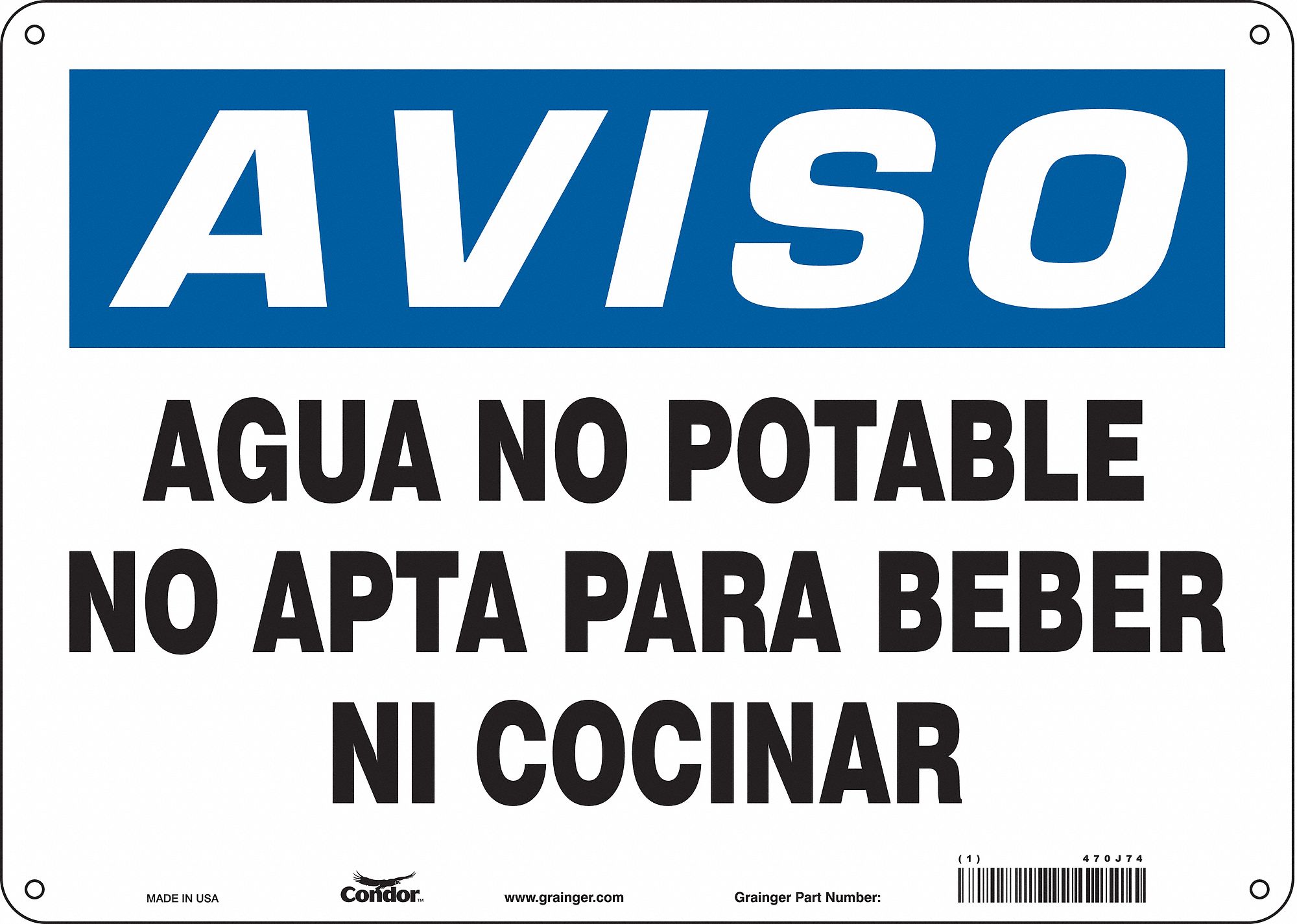 Safety Sign: Polyethylene, Mounting Holes Sign Mounting, 10 in x 14 in Nominal Sign Size