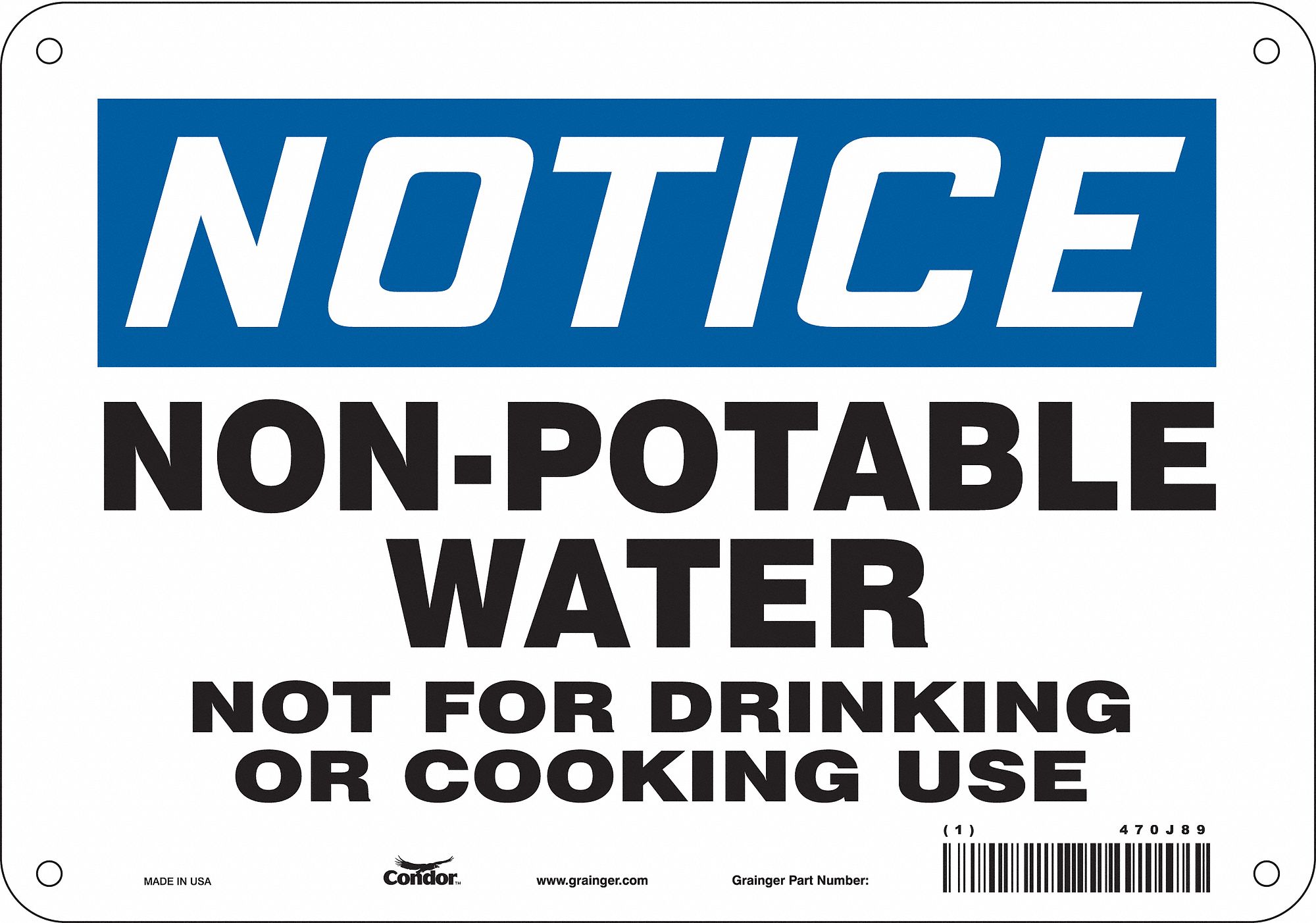 Safety Sign: Aluminum, Mounting Holes Sign Mounting, 7 in x 10 in Nominal Sign Size, 0.032 in Thick