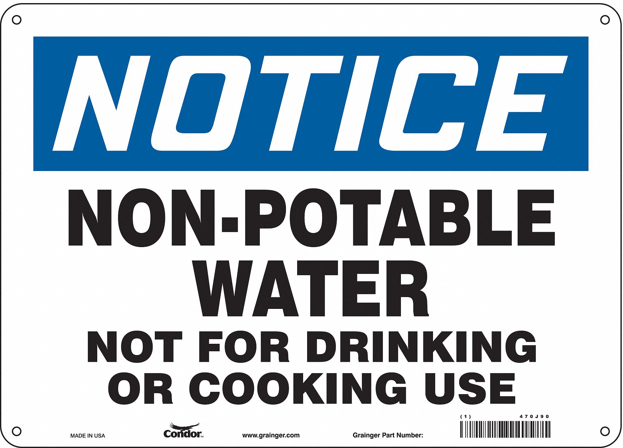 Safety Sign: Aluminum, Mounting Holes Sign Mounting, 10 in x 14 in Nominal Sign Size, 0.032 in Thick