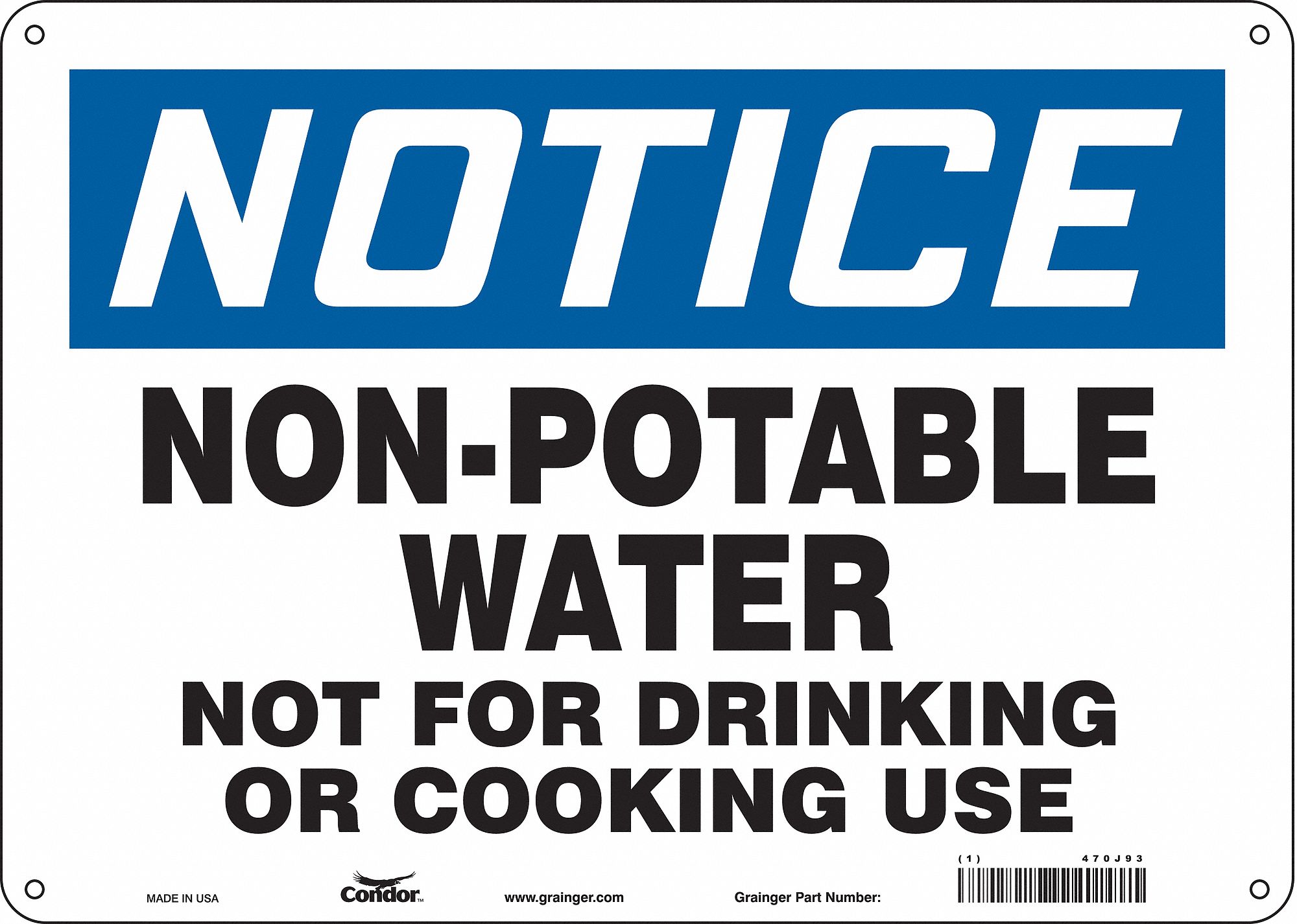 Safety Sign: Polyethylene, Mounting Holes Sign Mounting, 10 in x 14 in Nominal Sign Size, Notice
