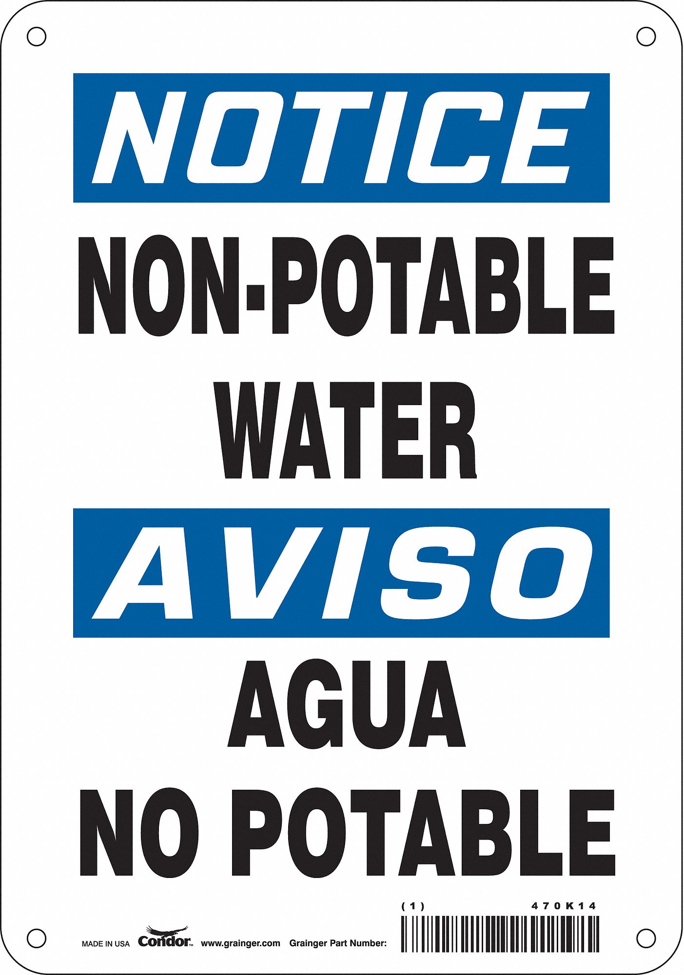 Safety Sign: Polyethylene, Mounting Holes Sign Mounting, 10 in x 7 in Nominal Sign Size