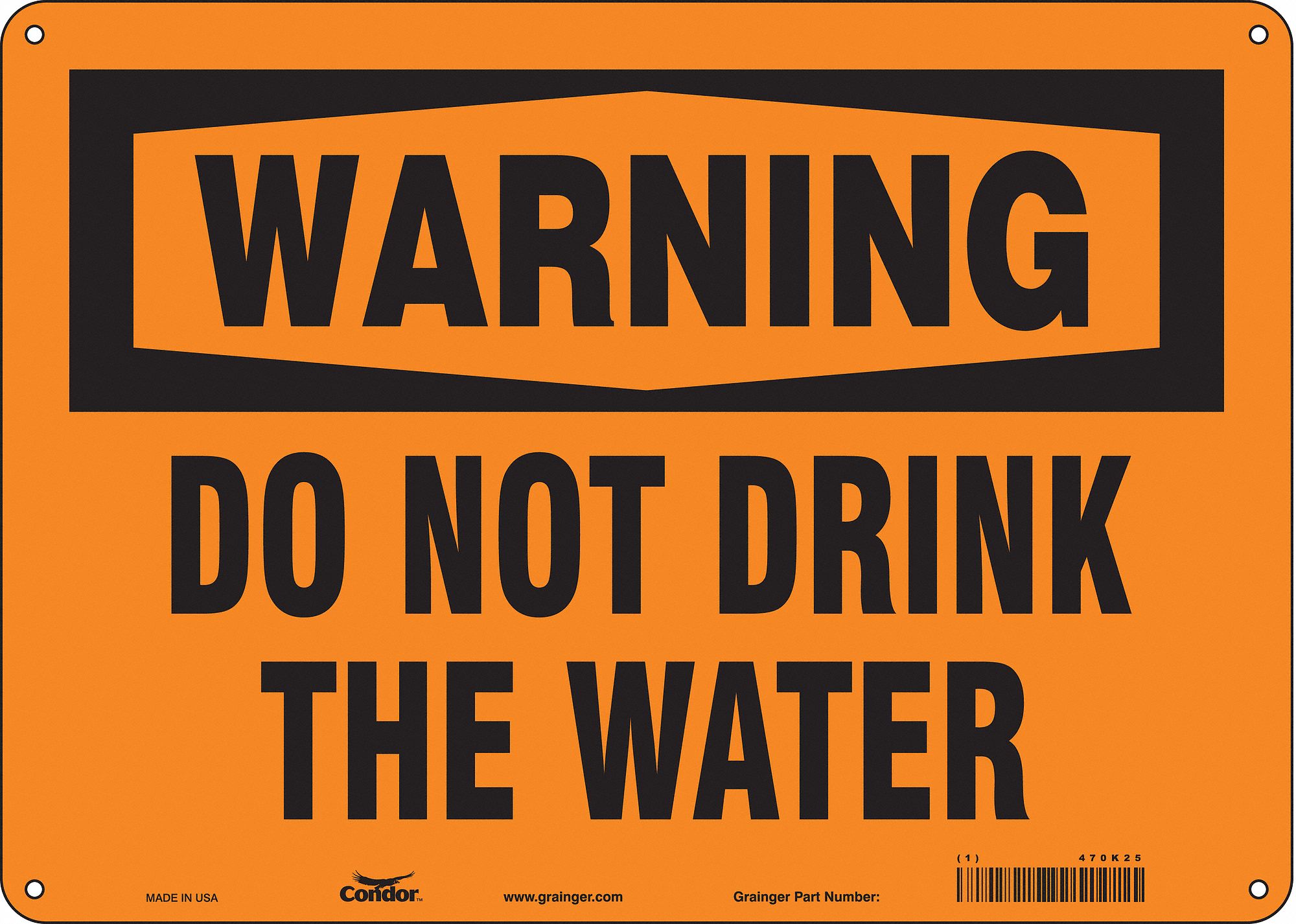 Safety Sign: Aluminum, Mounting Holes Sign Mounting, 10 in x 14 in Nominal Sign Size, 0.032 in Thick