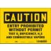 Caution: Entry Prohibited Without Permit Test For O2 Deficiency, H2S And Combustible Vapors Signs