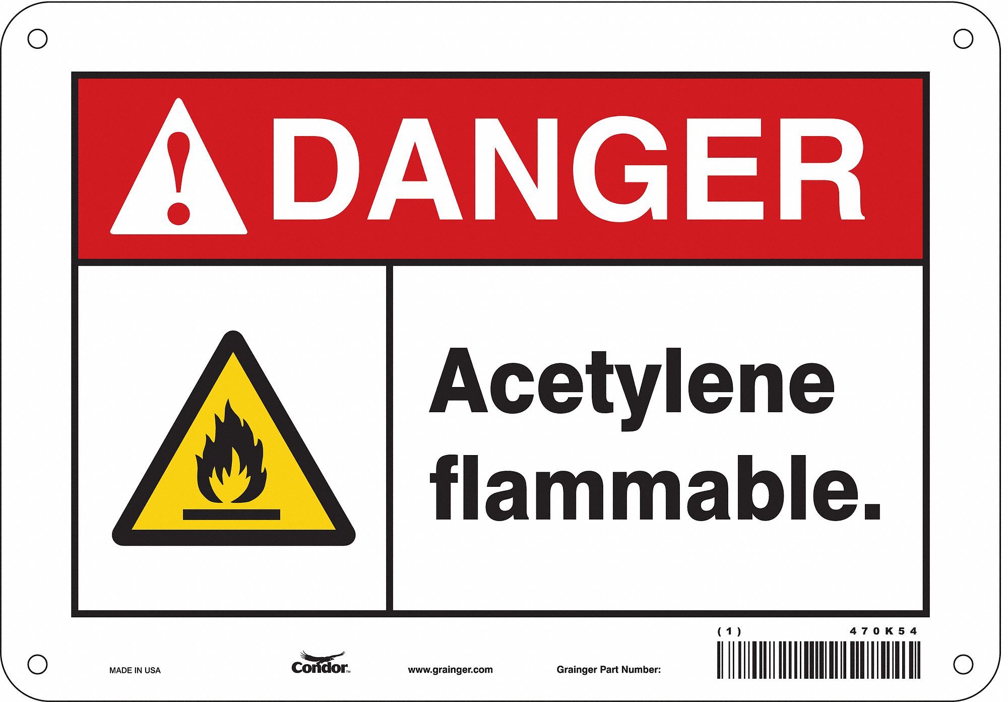 Safety Sign: Aluminum, Mounting Holes Sign Mounting, 7 in x 10 in Nominal Sign Size, 0.032 in Thick