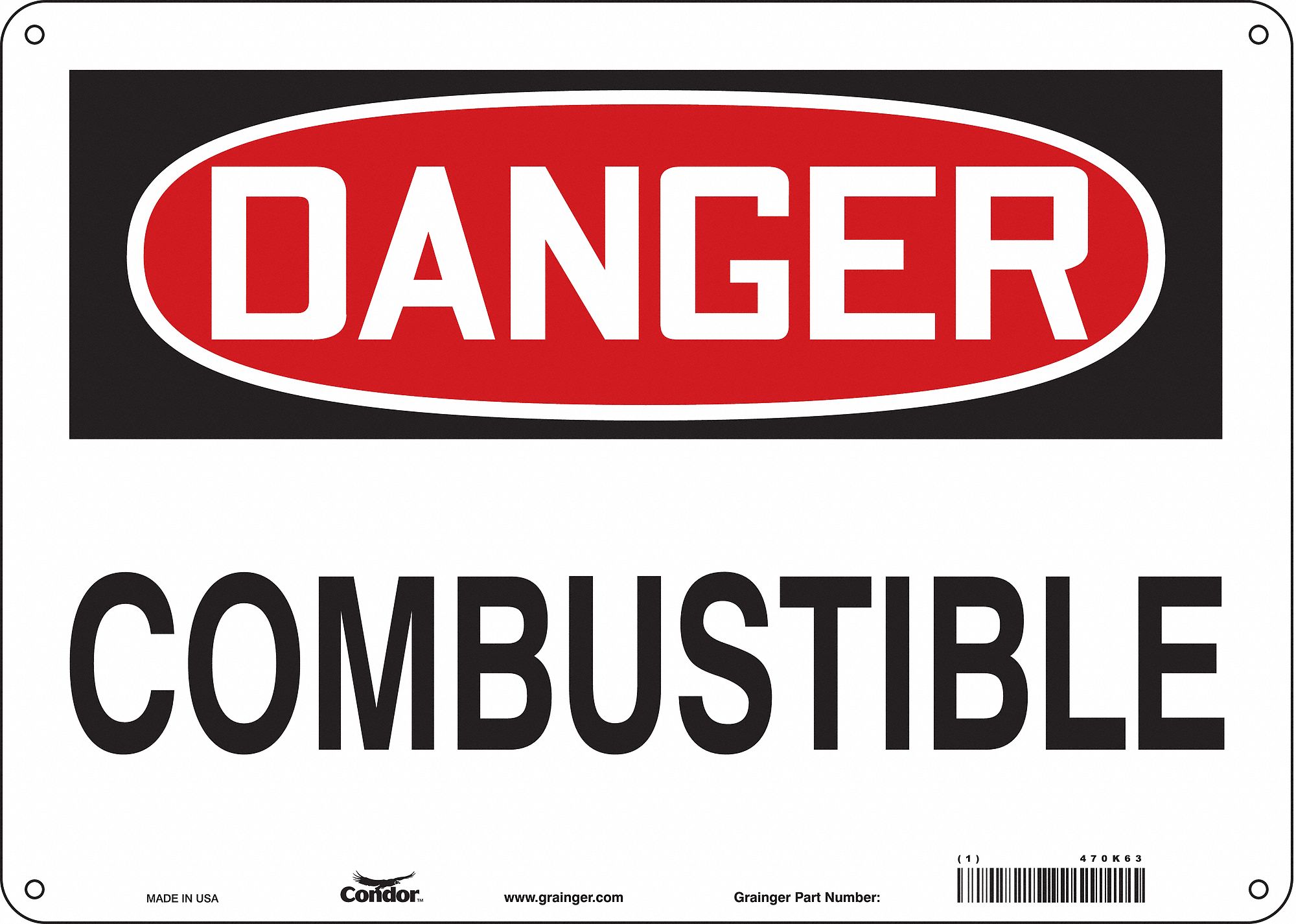Safety Sign: Polyethylene, Mounting Holes Sign Mounting, 10 in x 14 in Nominal Sign Size