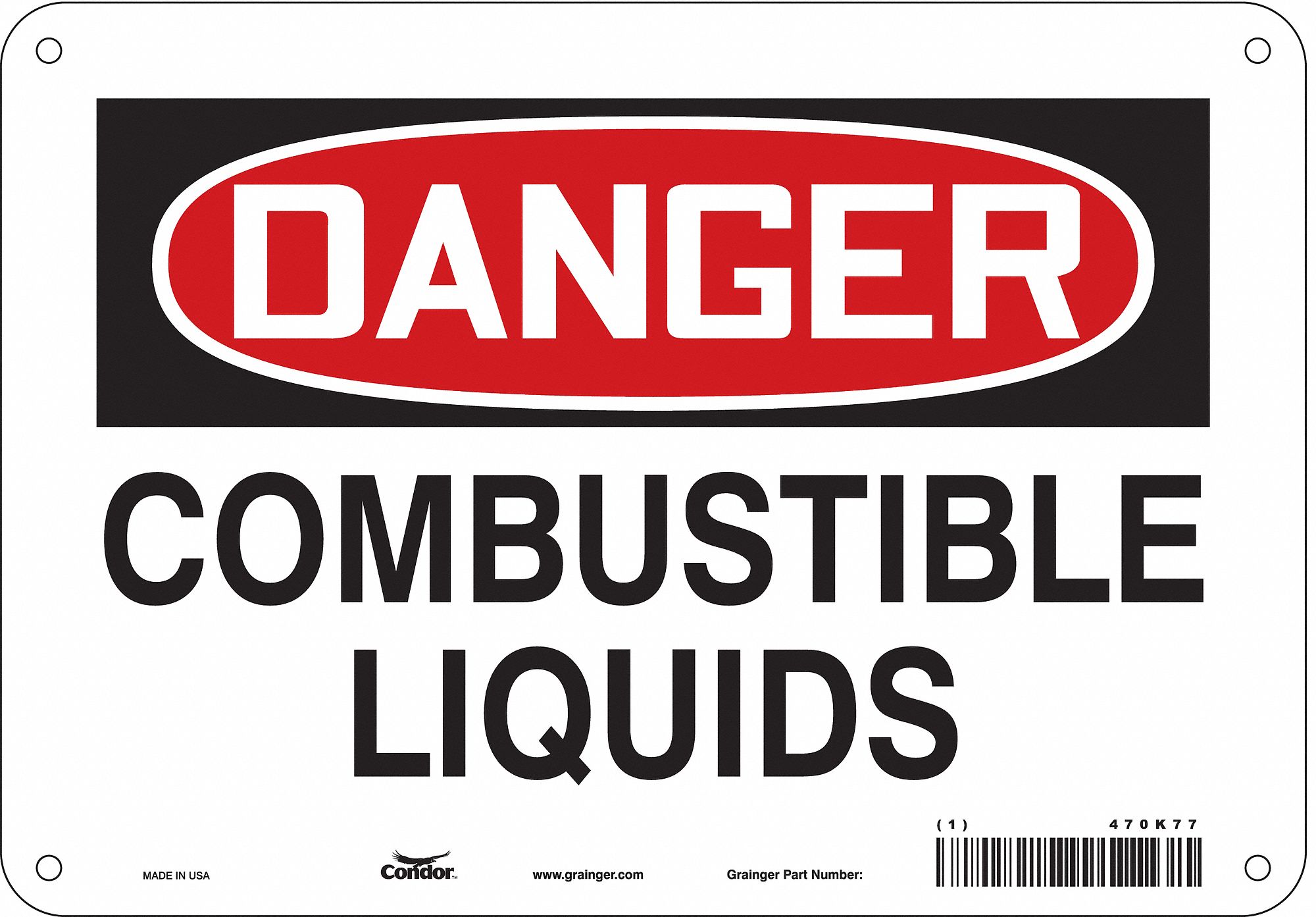 Safety Sign: Polyethylene, Mounting Holes Sign Mounting, 7 in x 10 in Nominal Sign Size