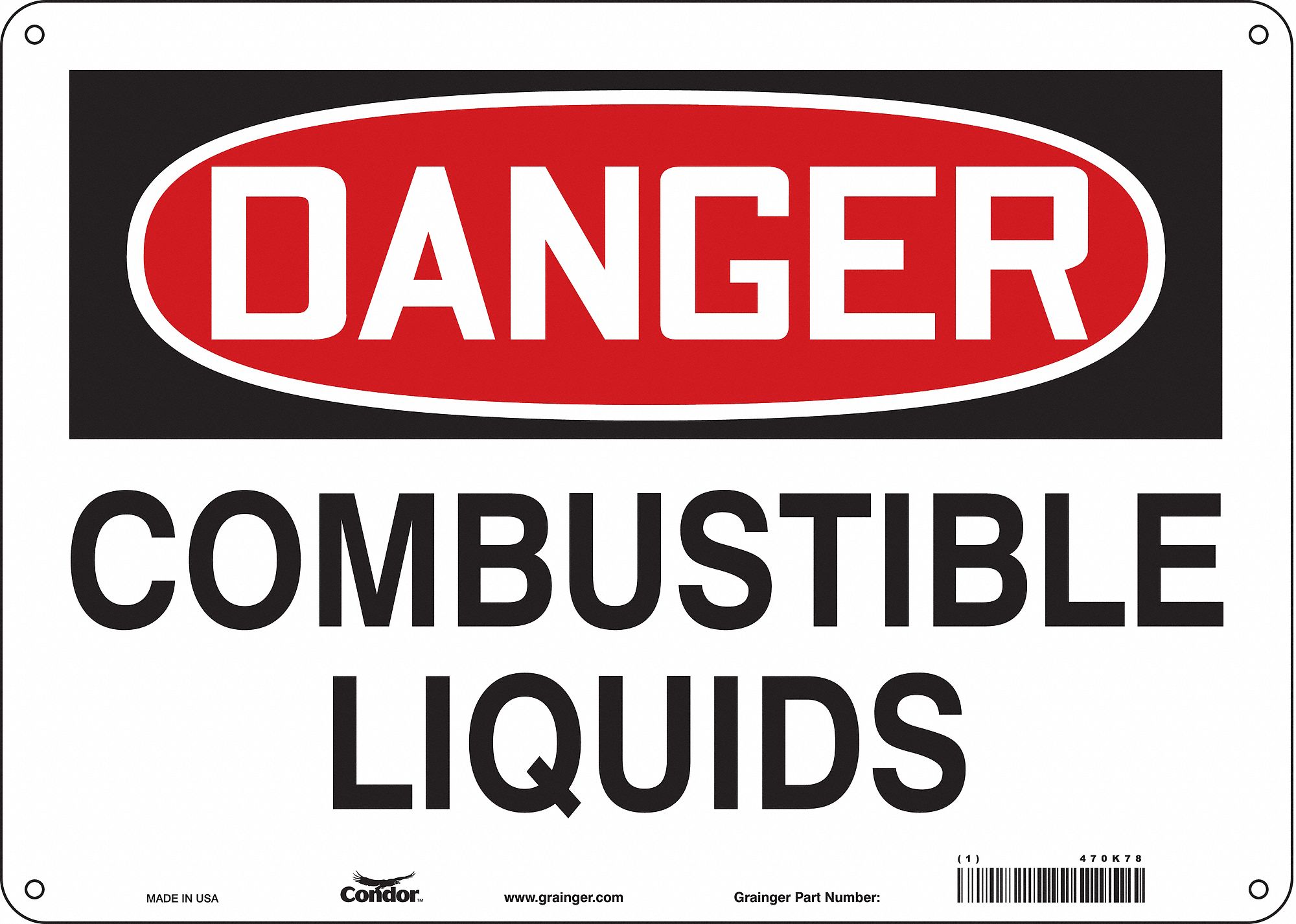 Safety Sign: Polyethylene, Mounting Holes Sign Mounting, 10 in x 14 in Nominal Sign Size