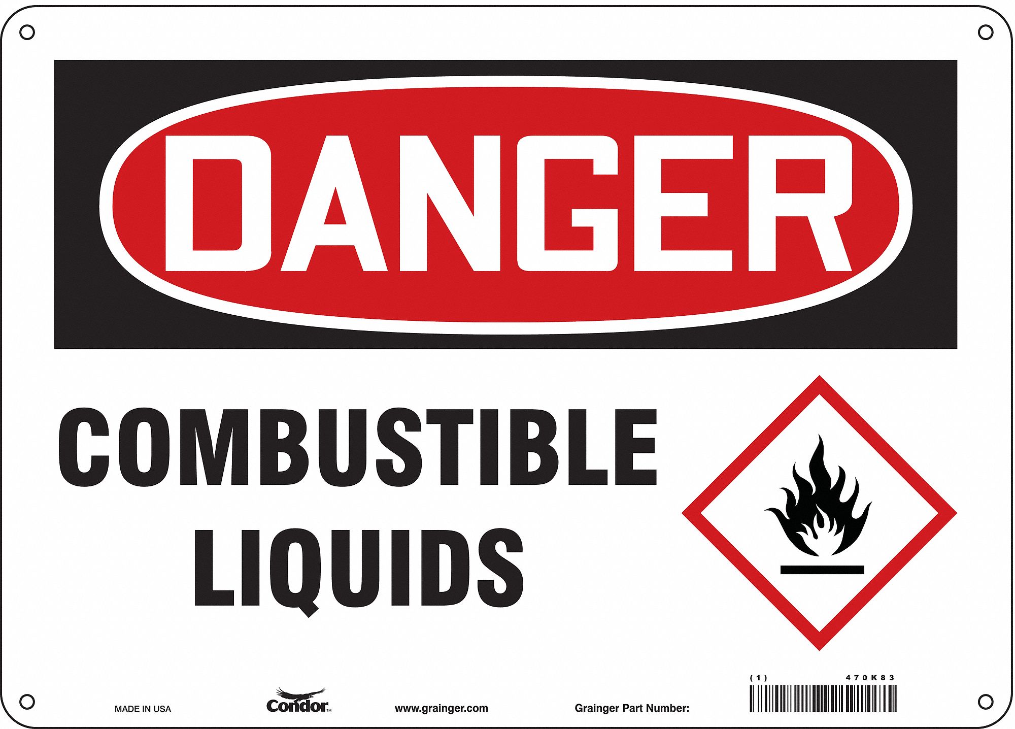 Safety Sign, 10 in x 14 in, Aluminum