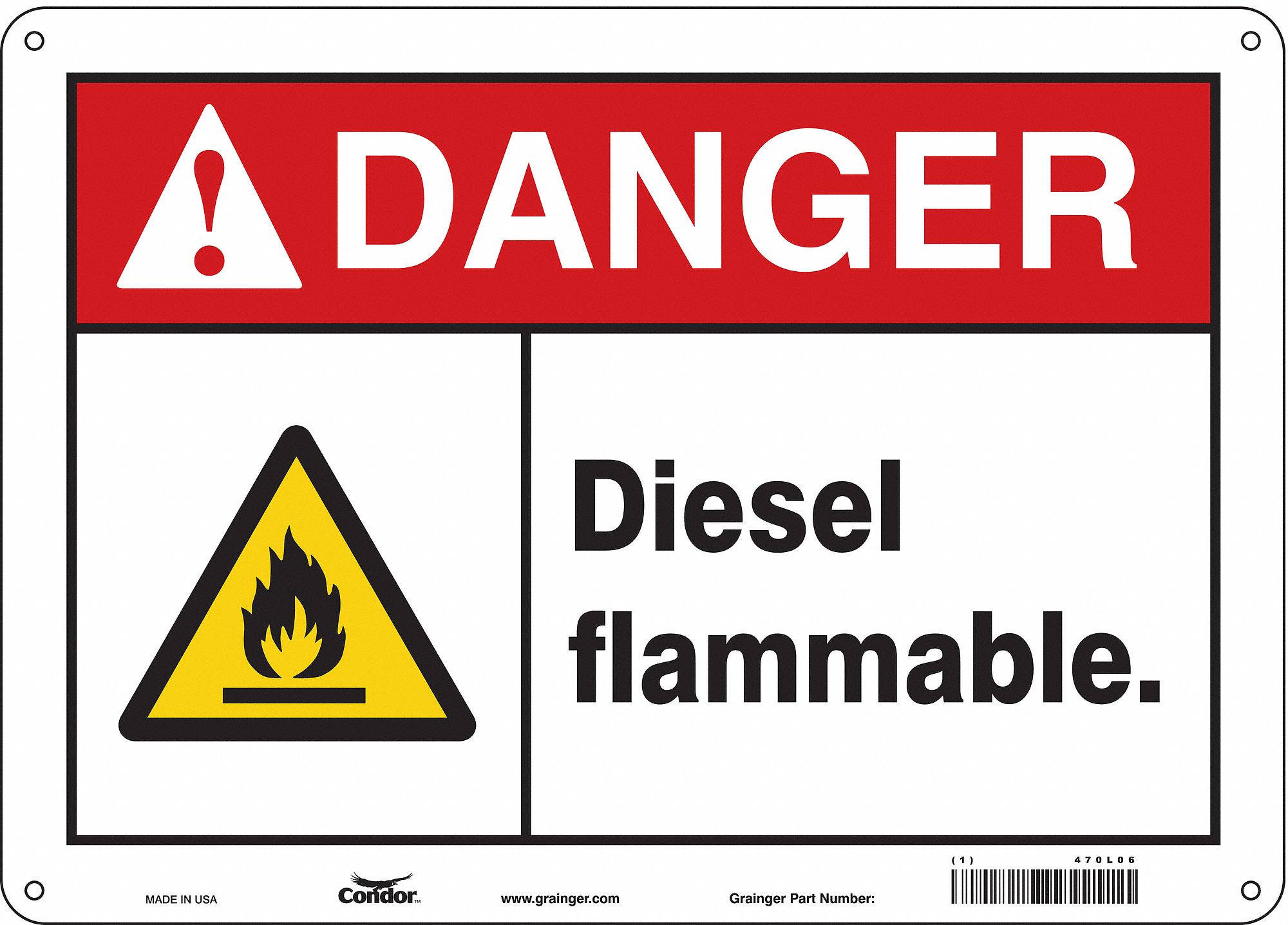 Safety Sign: Polyethylene, Mounting Holes Sign Mounting, 10 in x 14 in Nominal Sign Size