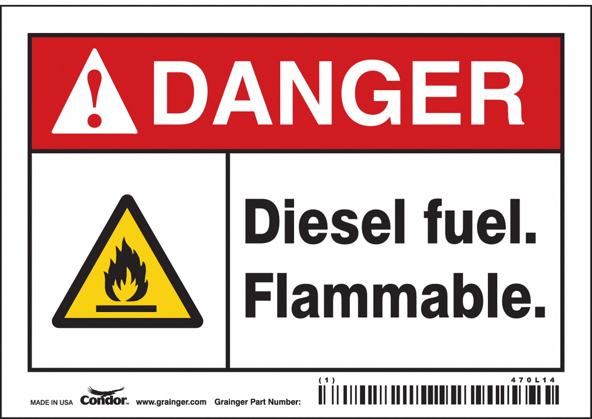Safety Sign: Vinyl, Adhesive Sign Mounting, 3 1/2 in x 5 in Nominal Sign Size, Not Retroreflective
