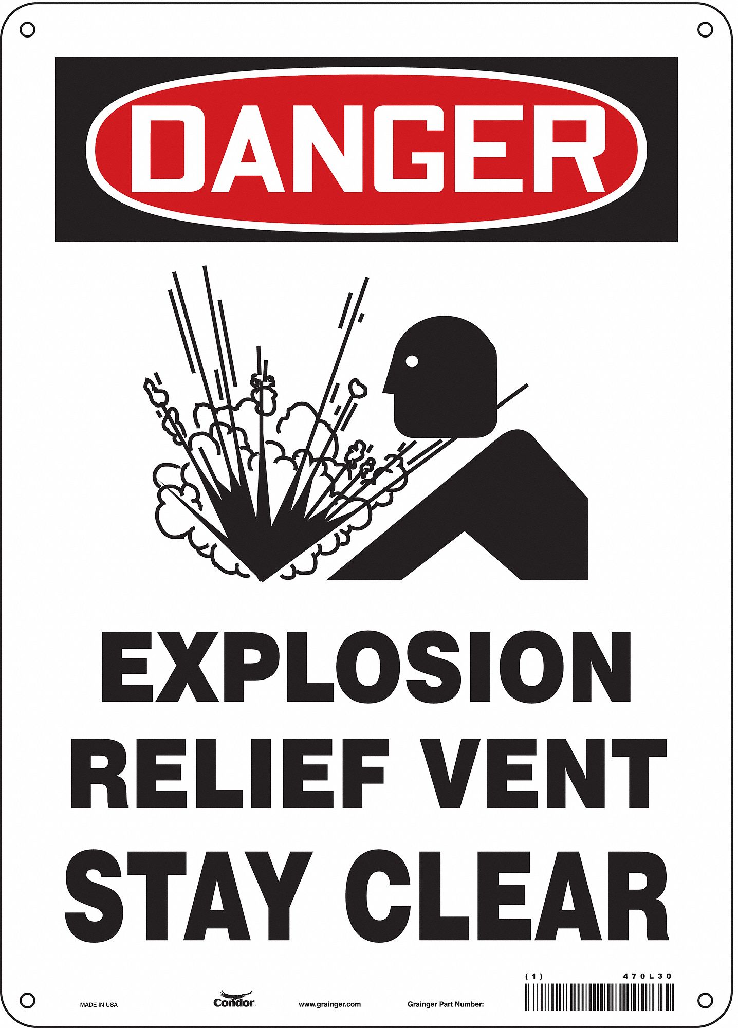 Safety Sign: Polyethylene, Mounting Holes Sign Mounting, 14 in x 10 in Nominal Sign Size, Danger