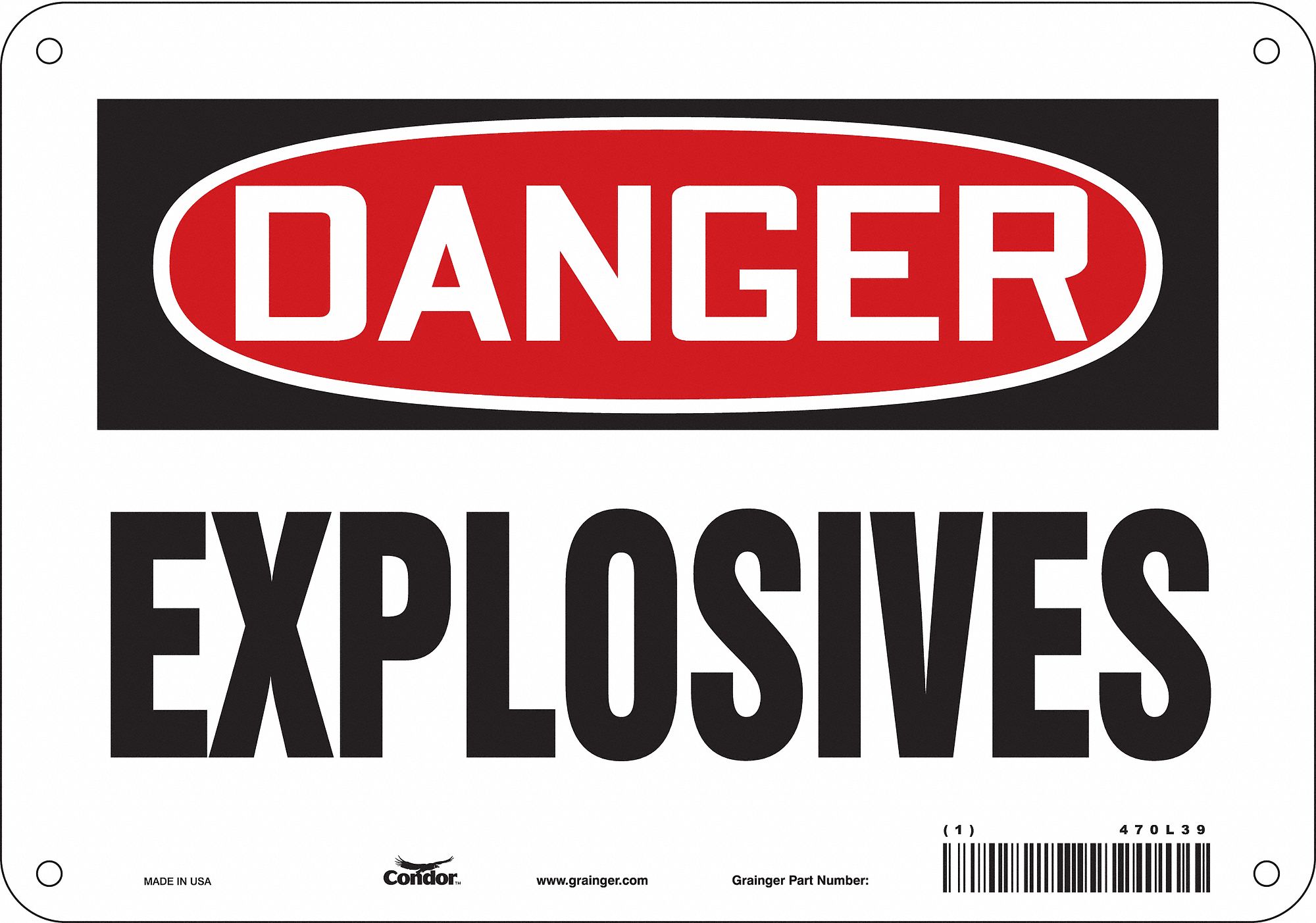 Safety Sign: Aluminum, Mounting Holes Sign Mounting, 7 in x 10 in Nominal Sign Size, 0.032 in Thick