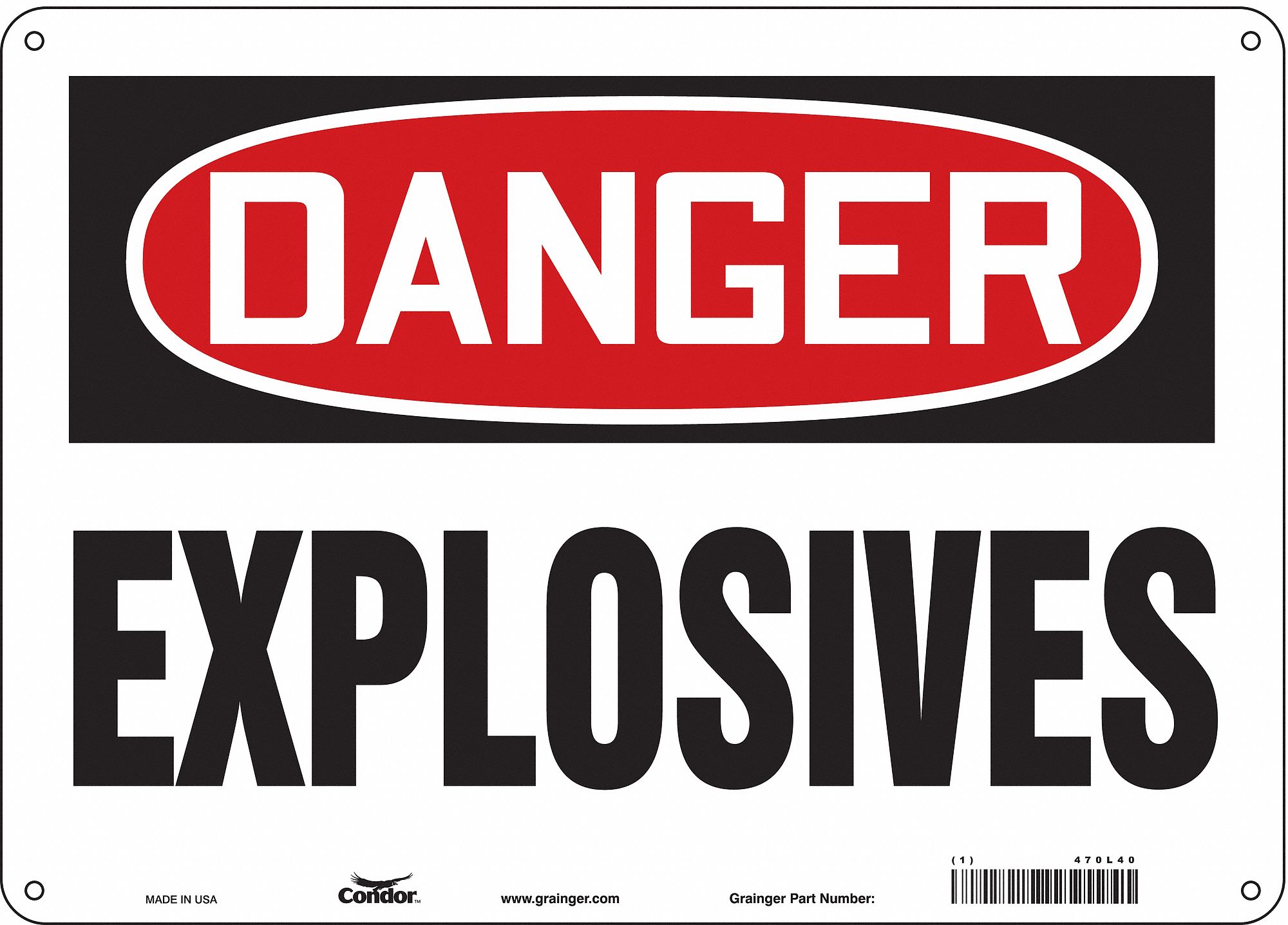 Safety Sign: Aluminum, Mounting Holes Sign Mounting, 10 in x 14 in Nominal Sign Size, 0.032 in Thick