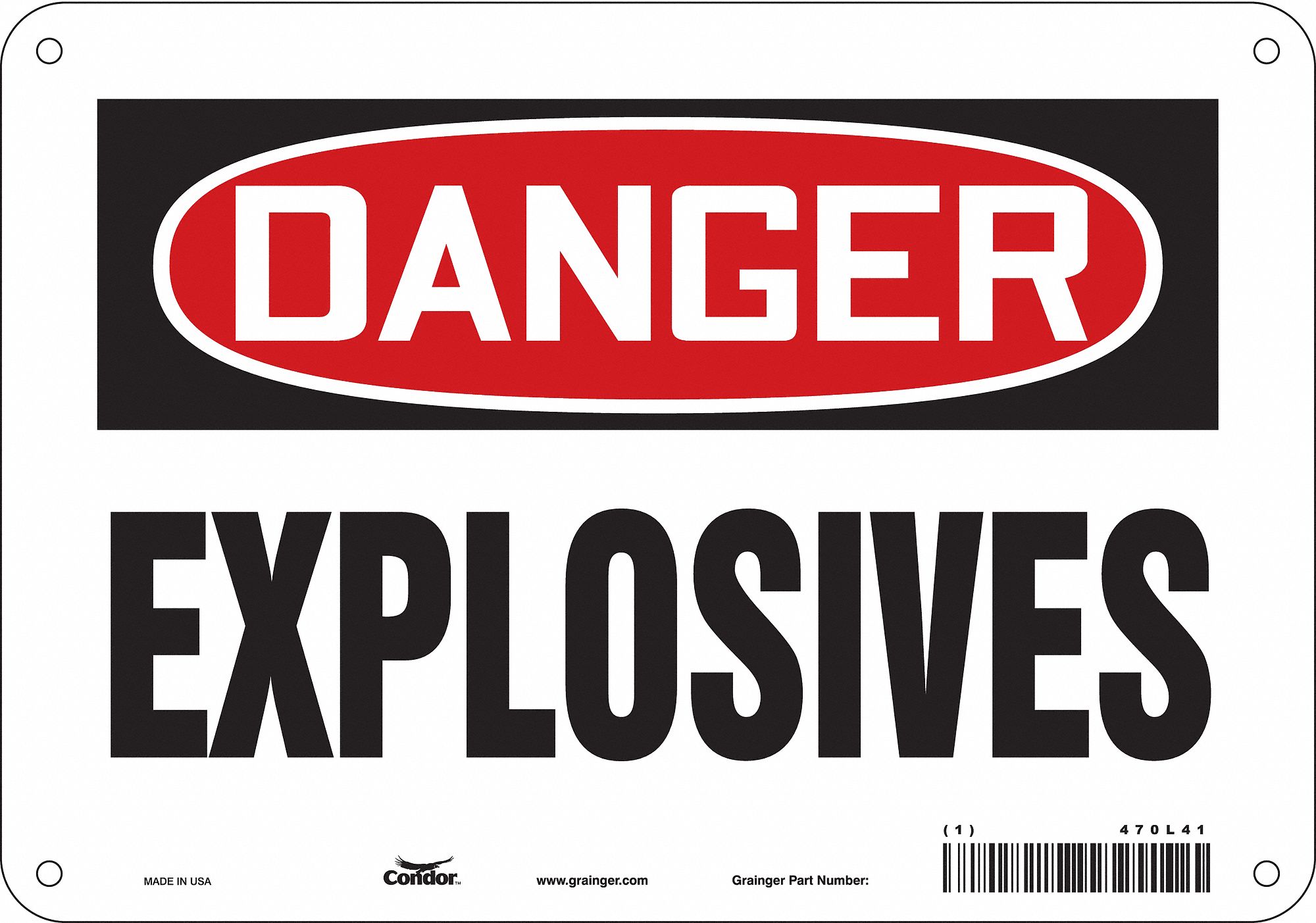Safety Sign: Polyethylene, Mounting Holes Sign Mounting, 7 in x 10 in Nominal Sign Size