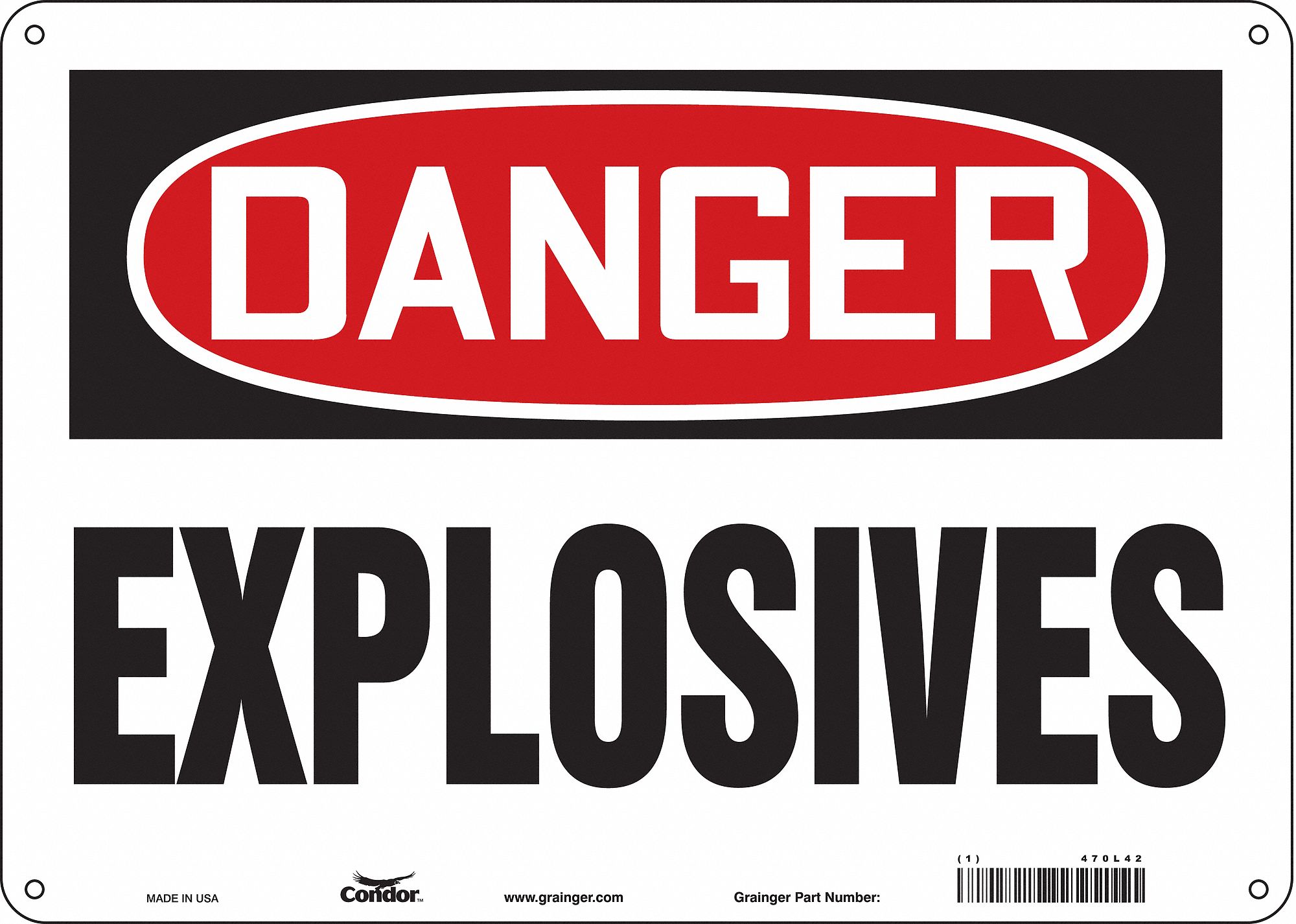 Safety Sign: Polyethylene, Mounting Holes Sign Mounting, 10 in x 14 in Nominal Sign Size