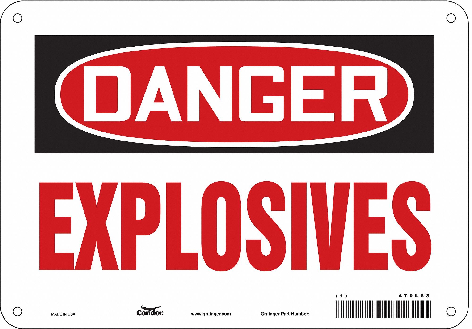 Safety Sign: Aluminum, Mounting Holes Sign Mounting, 7 in x 10 in Nominal Sign Size, 0.032 in Thick