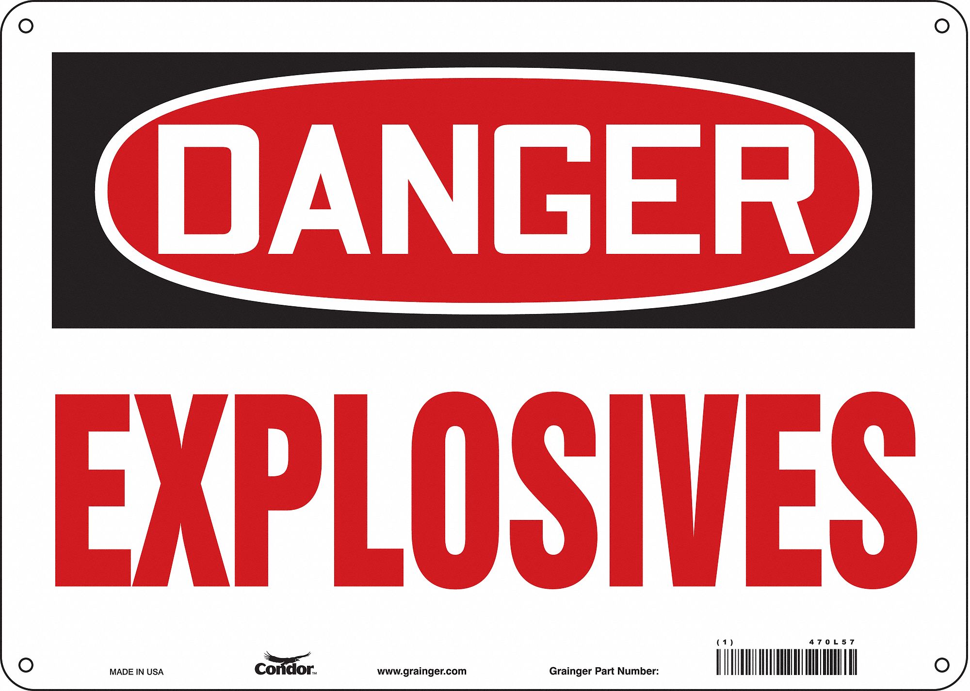 Safety Sign: Polyethylene, Mounting Holes Sign Mounting, 10 in x 14 in Nominal Sign Size