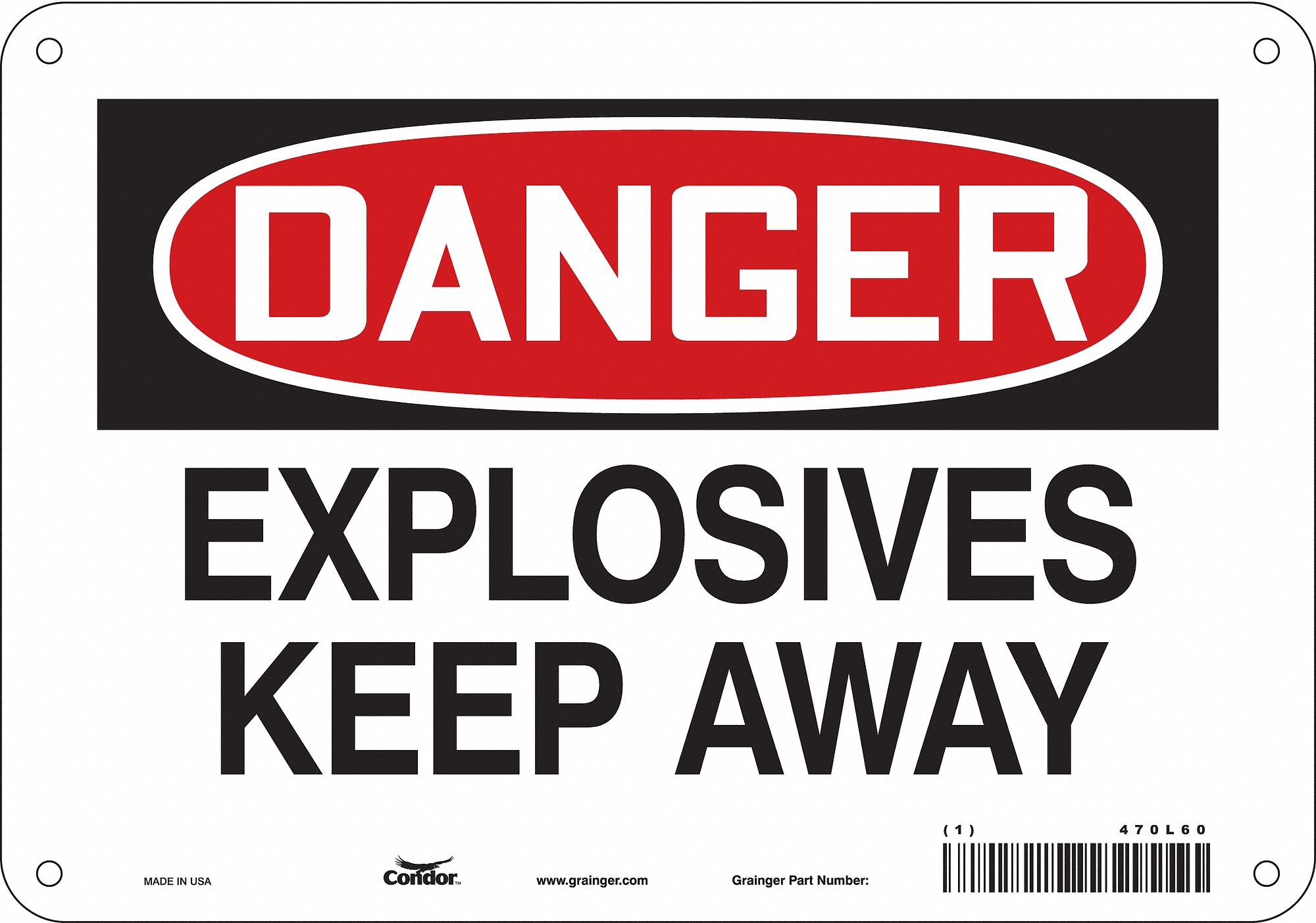 Safety Sign: Aluminum, Mounting Holes Sign Mounting, 7 in x 10 in Nominal Sign Size, 0.032 in Thick