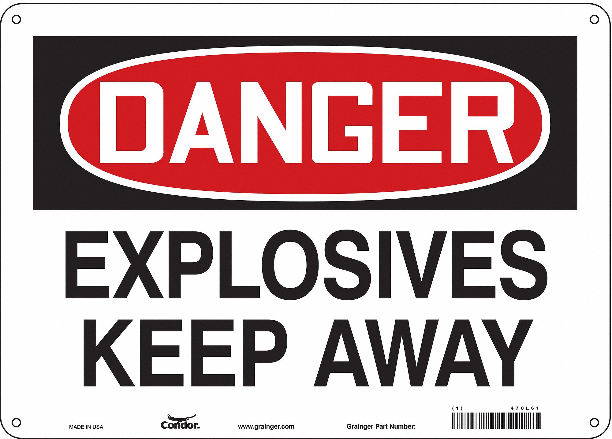Safety Sign: Aluminum, Mounting Holes Sign Mounting, 10 in x 14 in Nominal Sign Size, 0.032 in Thick